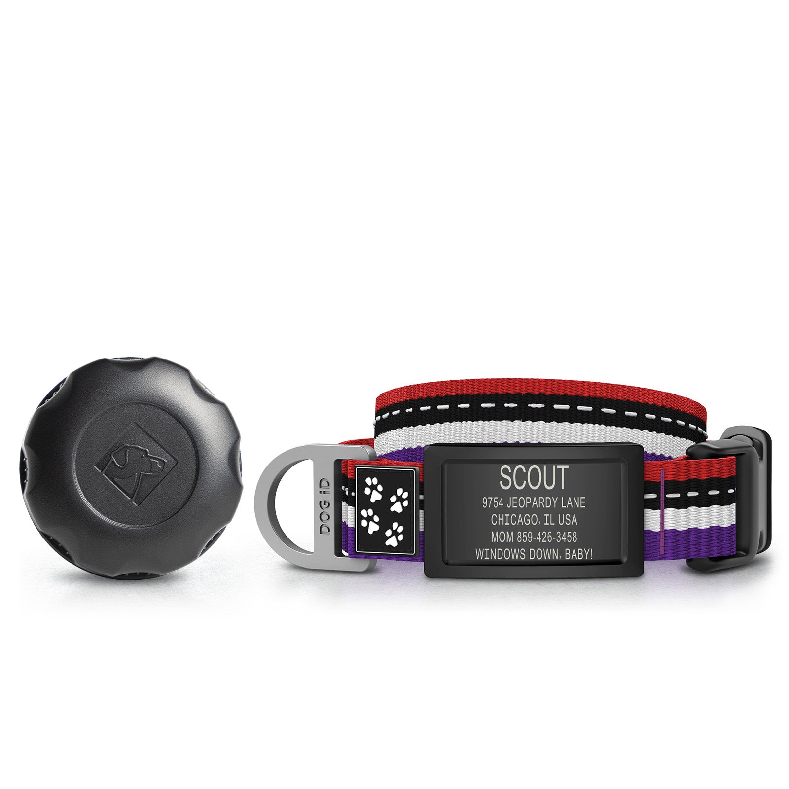 AirTag Holder + Collar + ID ID Small Graphite 4 Paws