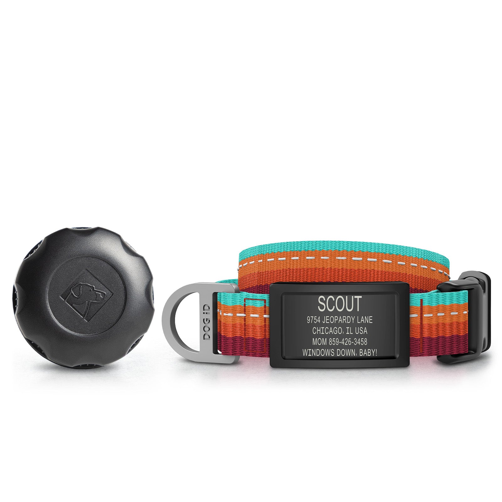 AirTag Holder + Collar + ID ID Small Graphite Autumn Campfire
