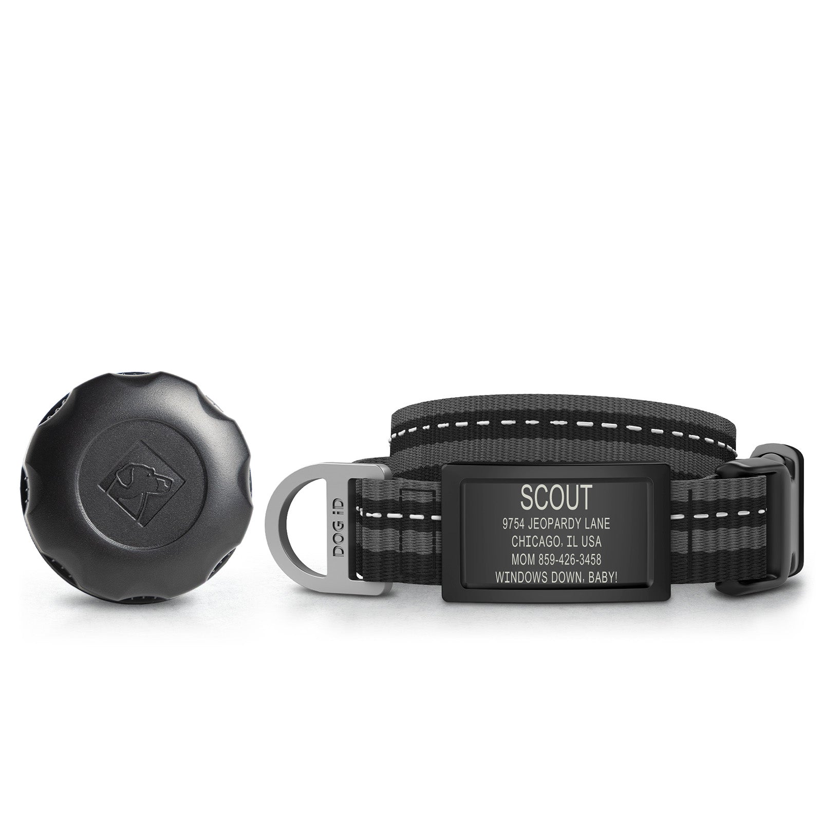 AirTag Holder + Collar + ID ID Small Graphite Black