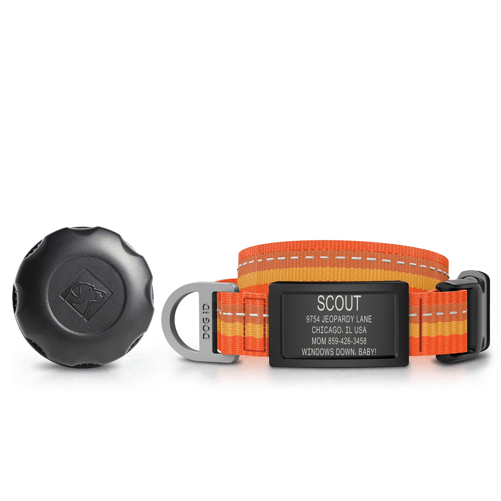 AirTag Holder + Collar + ID ID Small Graphite Blaze Orange