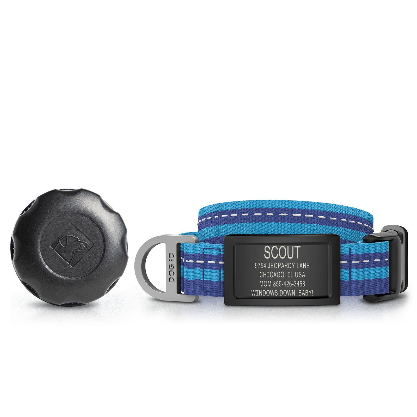 AirTag Holder + Collar + ID ID Small Graphite Blue