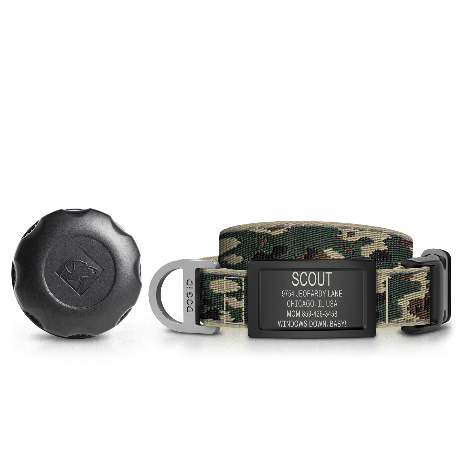 AirTag Holder + Collar + ID ID Small Graphite Camo