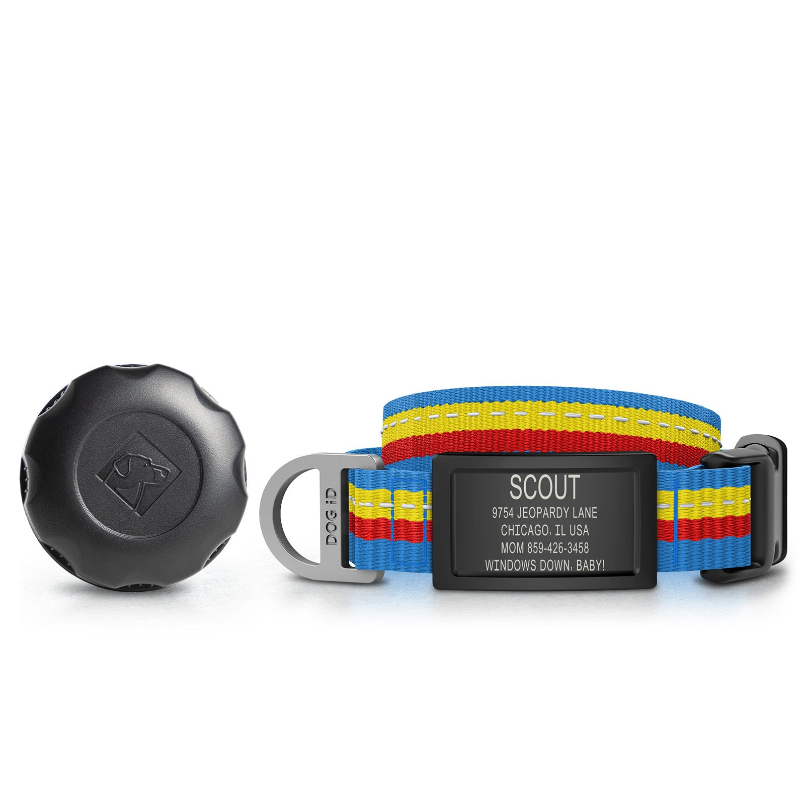 AirTag Holder + Collar + ID ID Small Graphite Horizon Blue