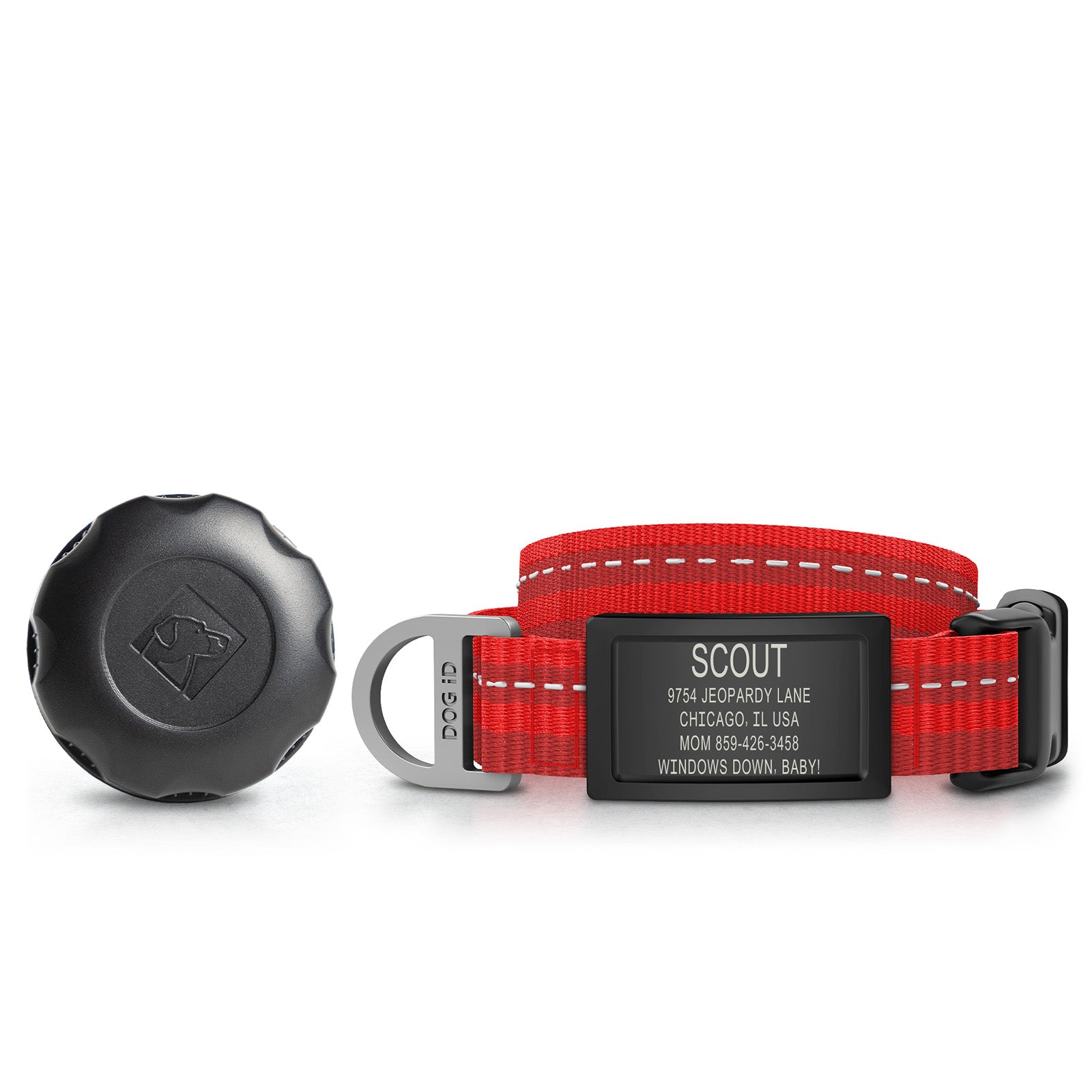 AirTag Holder + Collar + ID ID Small Graphite Red