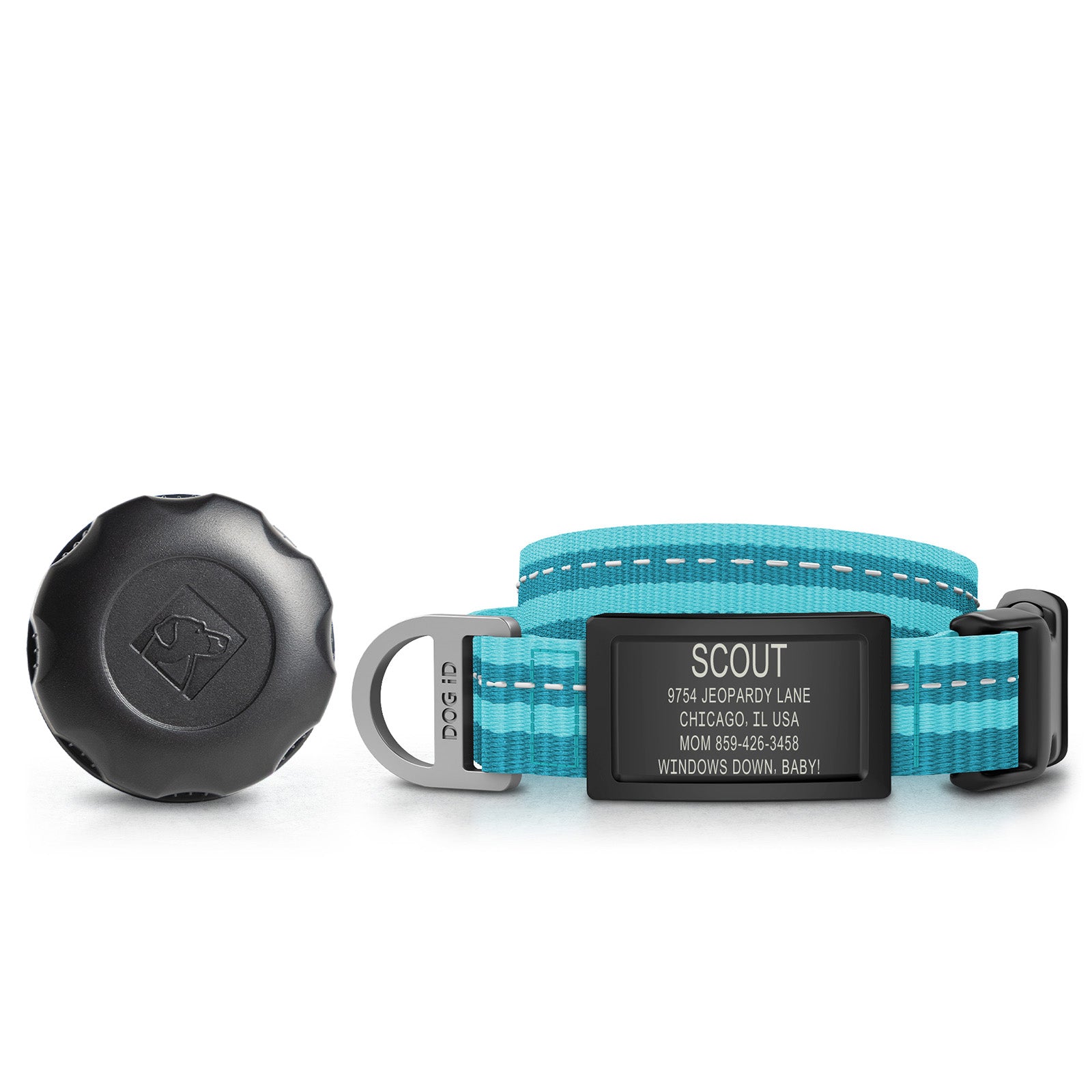 AirTag Holder + Collar + ID ID Small Graphite Teal