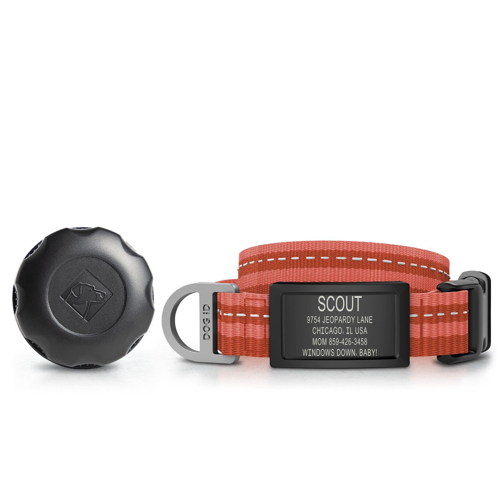AirTag Holder + Collar + ID ID Small Graphite Terra Cotta