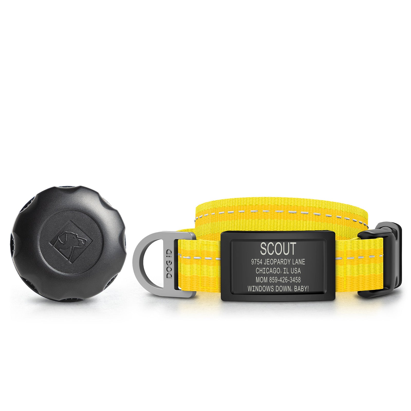 AirTag Holder + Collar + ID Part Small Graphite Yellow