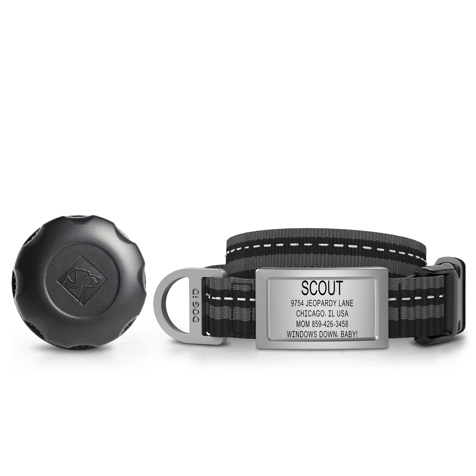AirTag Holder + Collar + ID Part Small Slate Black
