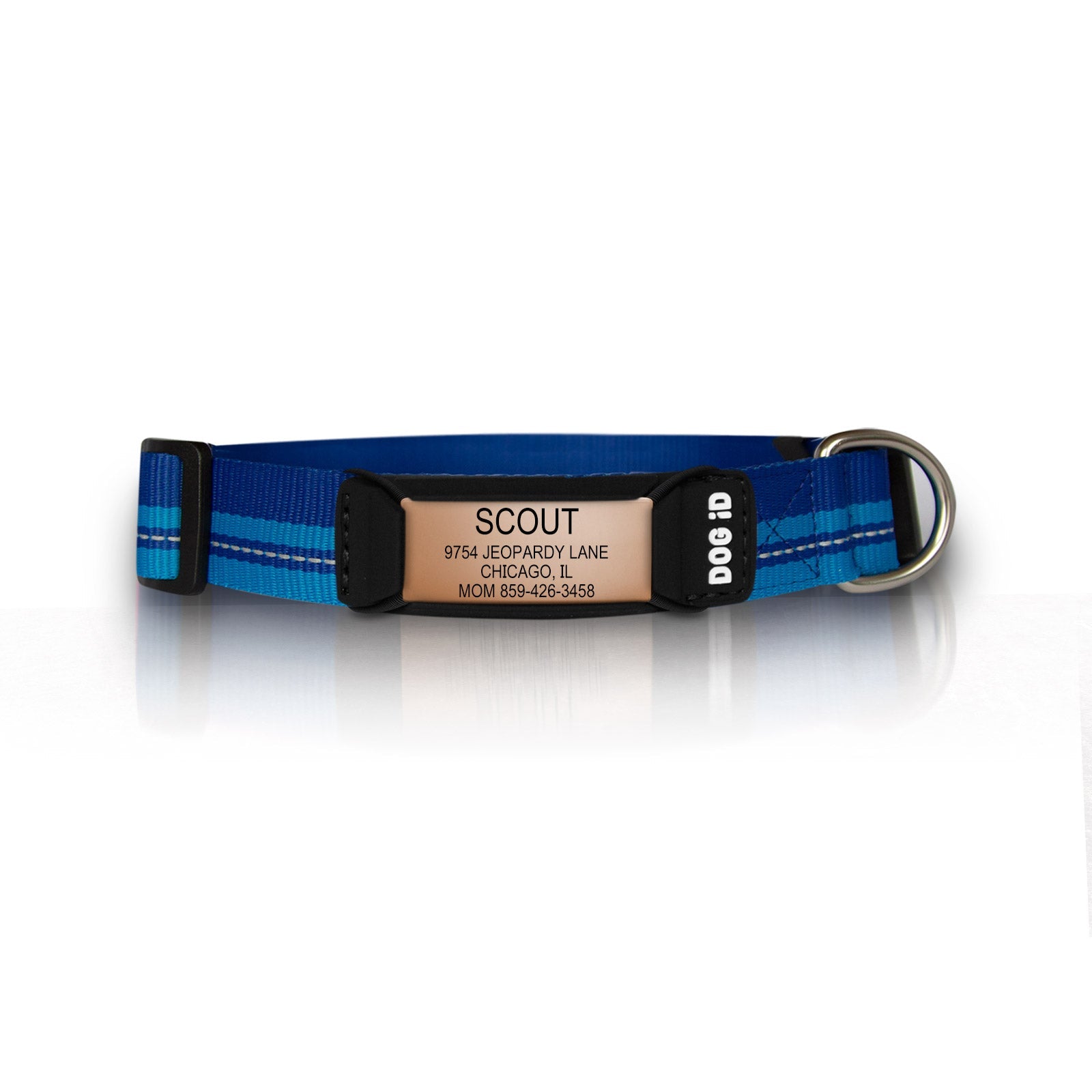 Rock Solid Collar ID ID Small Rose Gold Blue