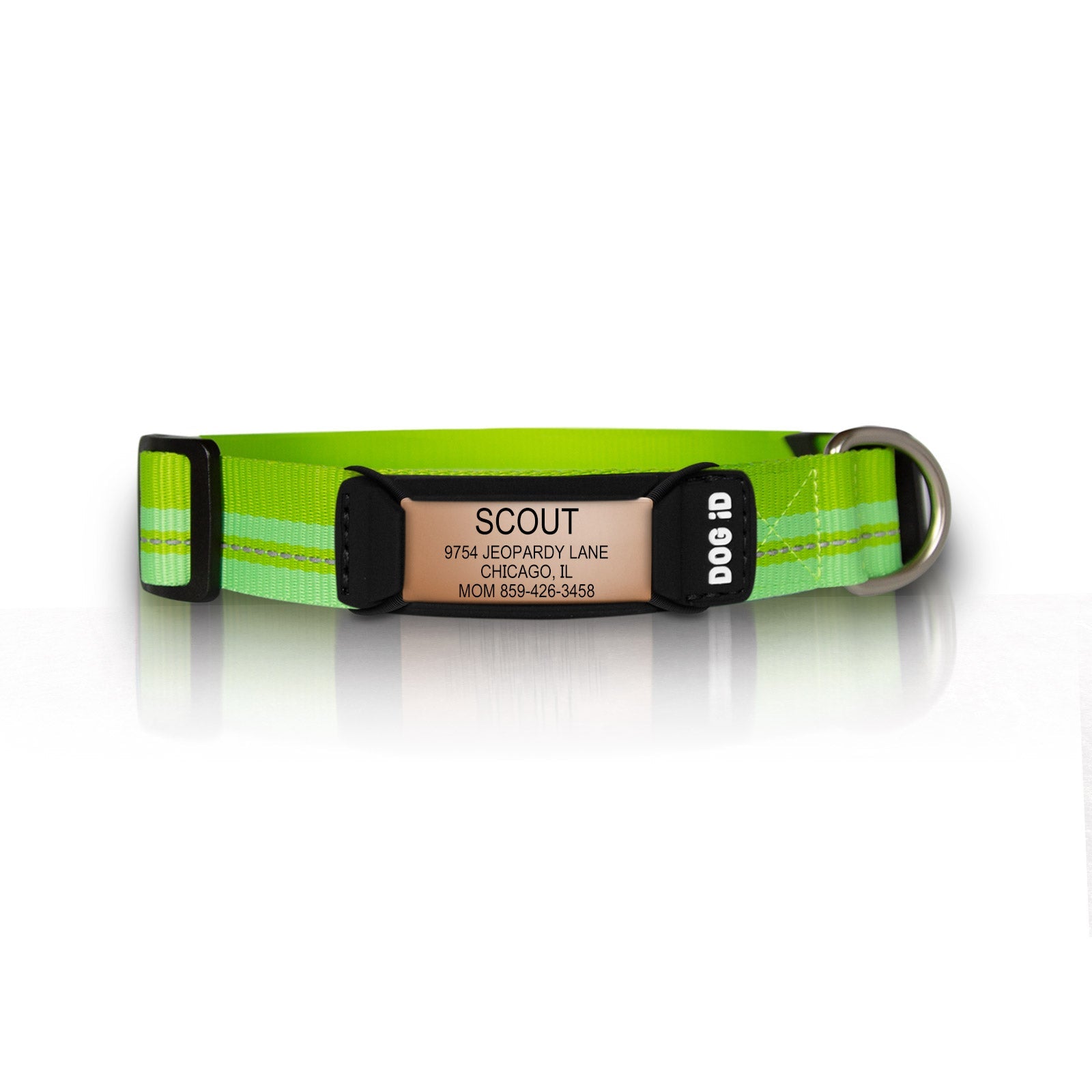 Replacement Rock Solid Collar ID 1 ID Small Rose Gold Hi-Viz Green