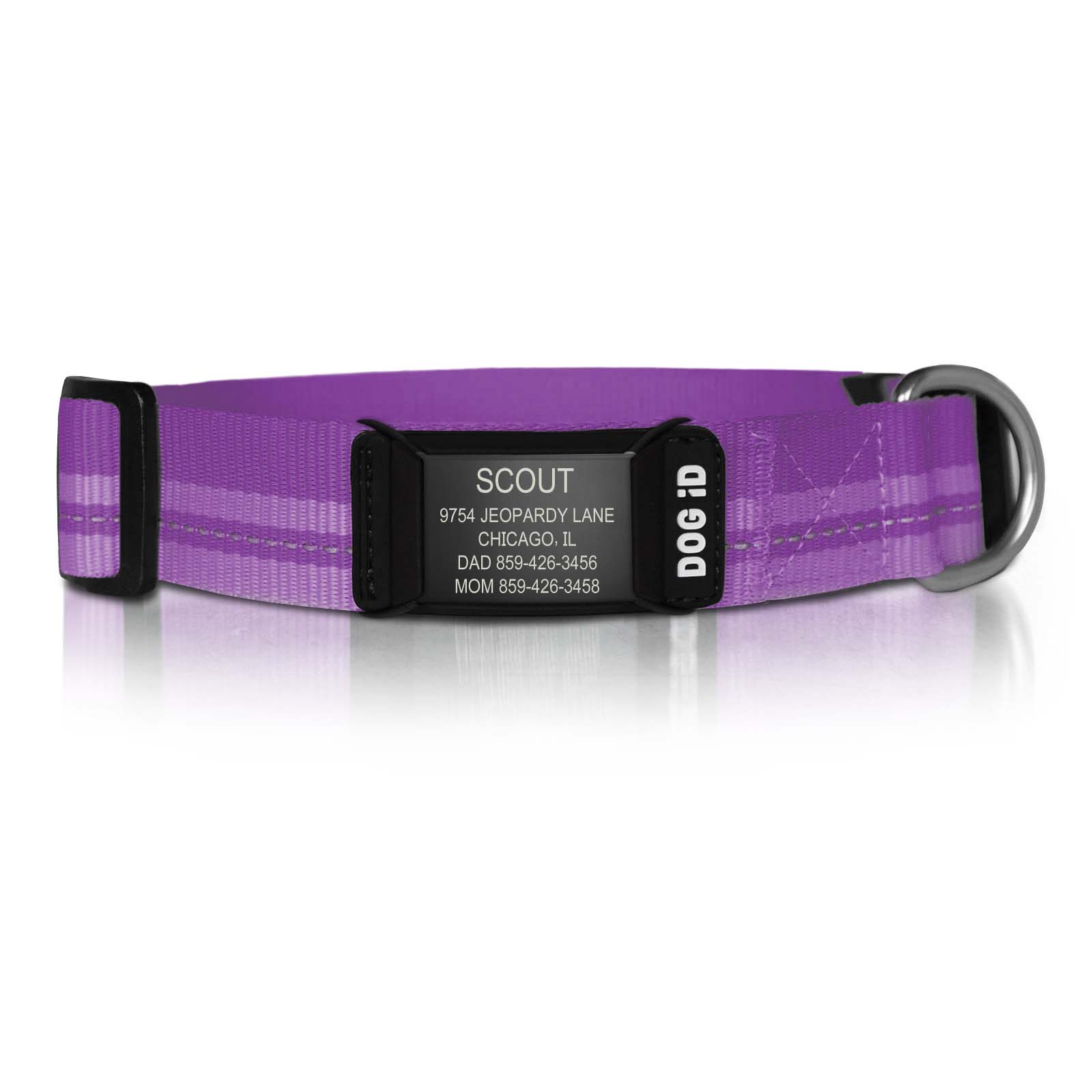 Rock Solid Collar ID ID Med/Large Graphite Violet