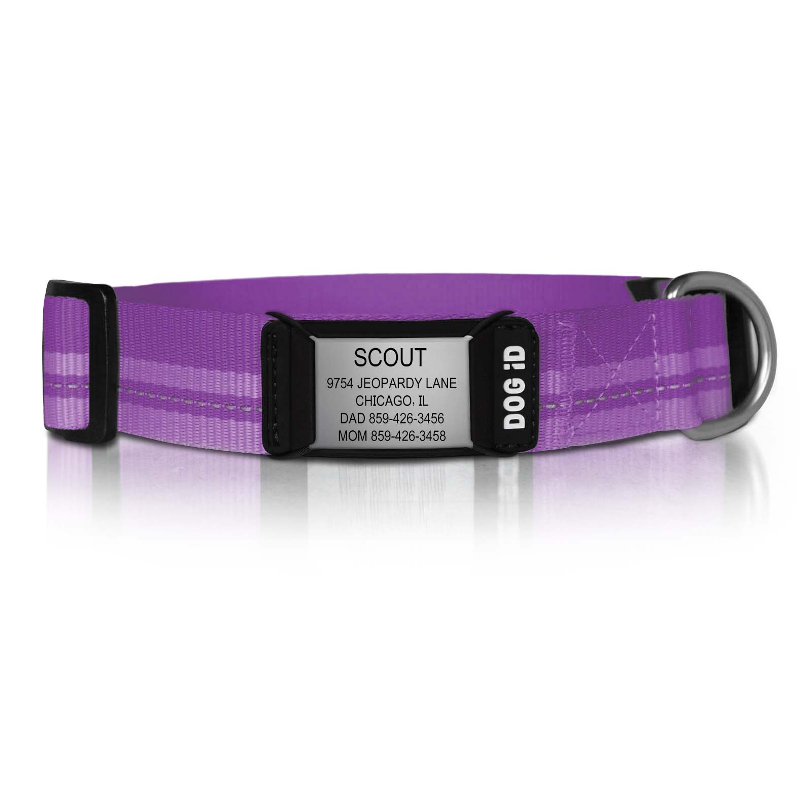 Rock Solid Collar ID ID Med/Large Slate Violet