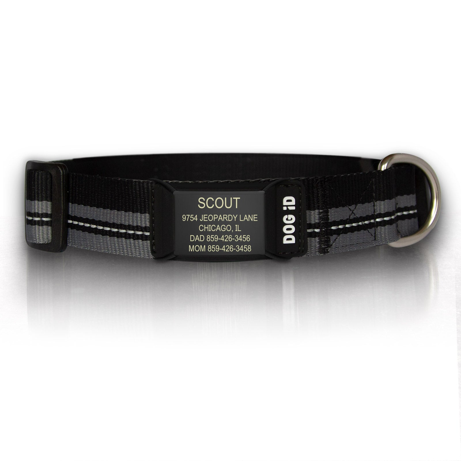 Rock Solid Collar ID 1 ID Med/Large Graphite Black