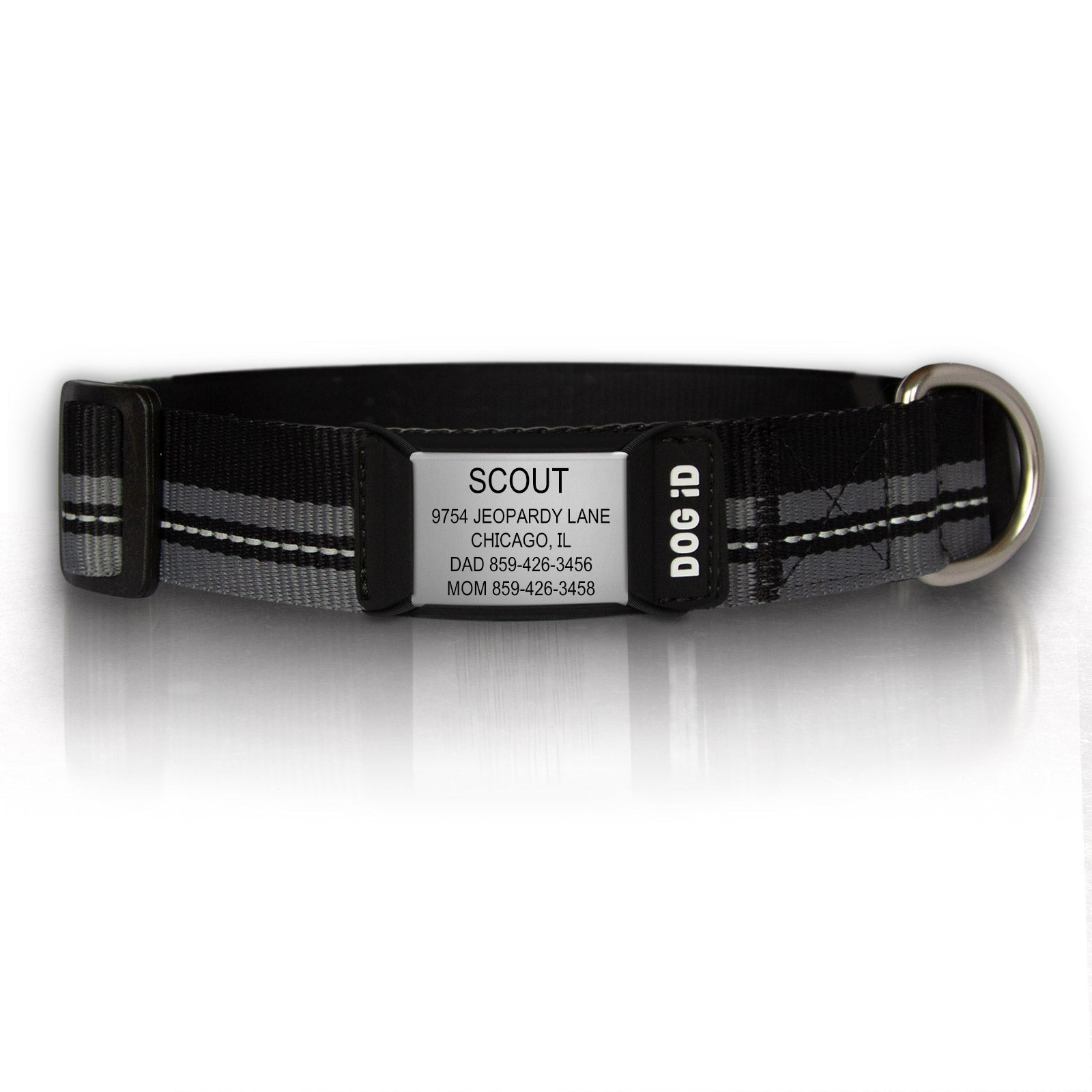 Rock Solid Collar ID ID Med/Large Slate Black