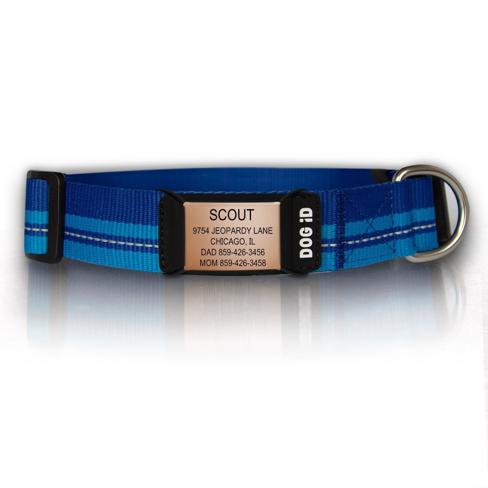 Replacement Rock Solid Collar ID 1 ID Med/Large Rose Gold Blue