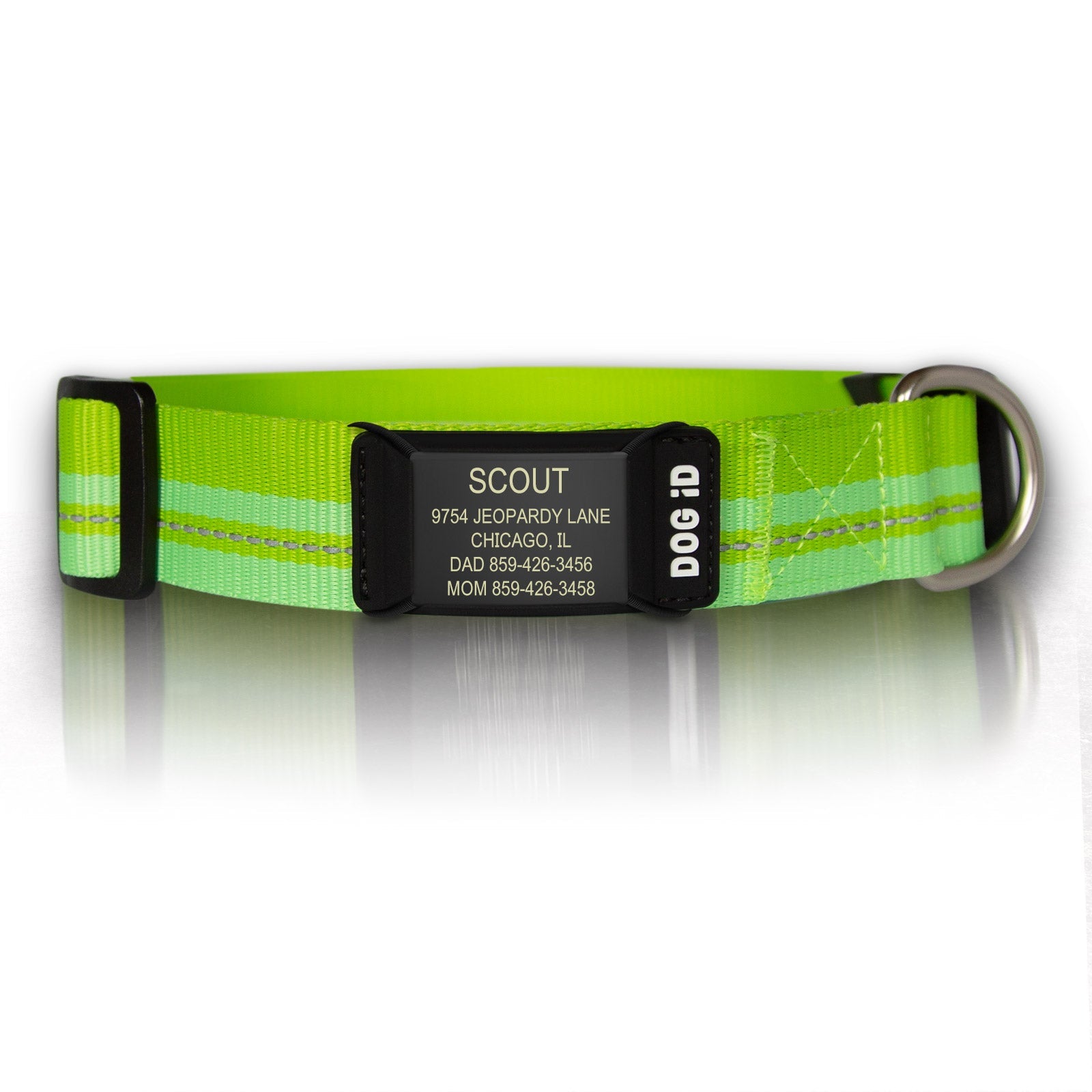 Rock Solid Collar ID 1 ID Med/Large Graphite Hi-Viz Green