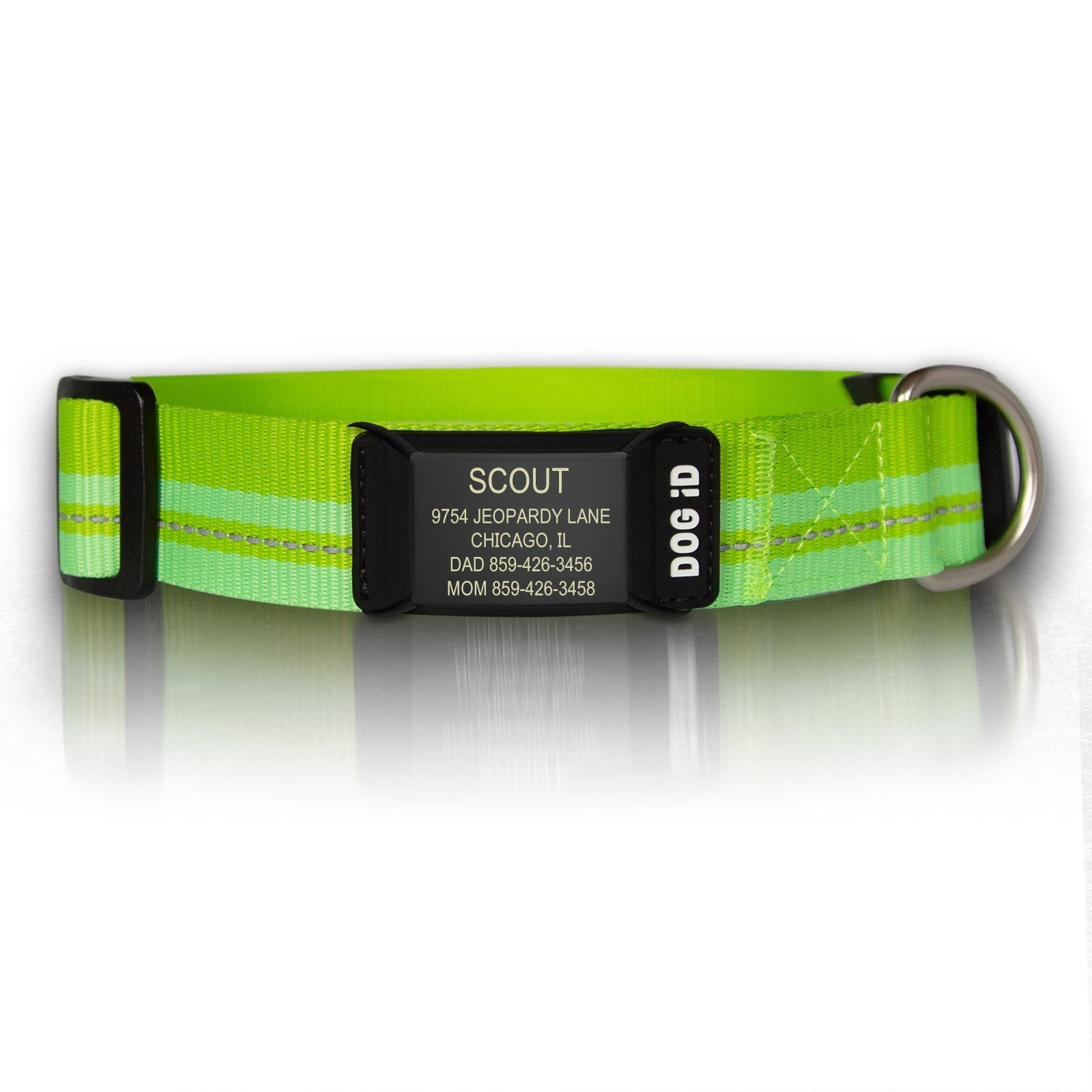 Rock Solid Collar ID ID Med/Large Graphite Hi-Viz Green