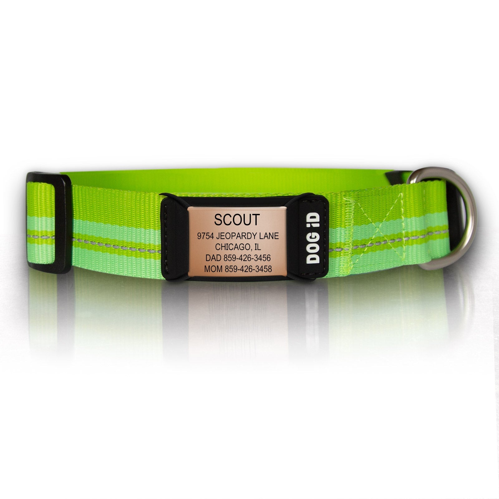 Replacement Rock Solid Collar ID 1 ID Med/Large Rose Gold Hi-Viz Green