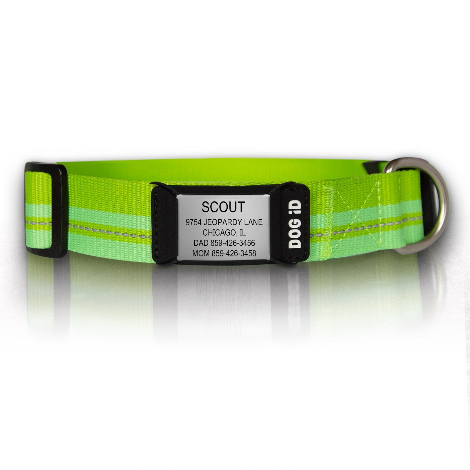 Rock Solid Collar ID 1 ID Med/Large Slate Hi-Viz Green
