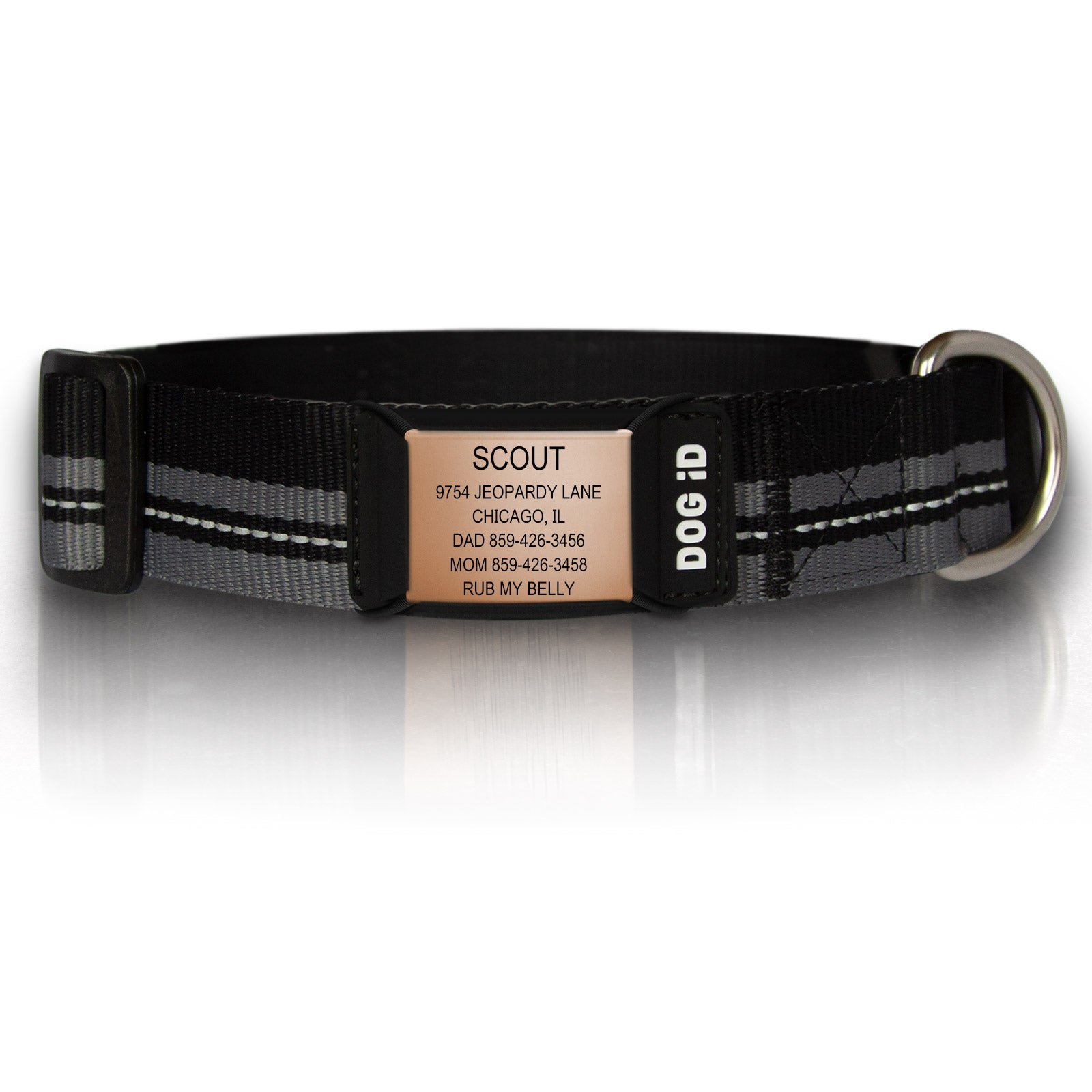 Replacement Rock Solid Collar ID 1 ID X-Large Rose Gold Black
