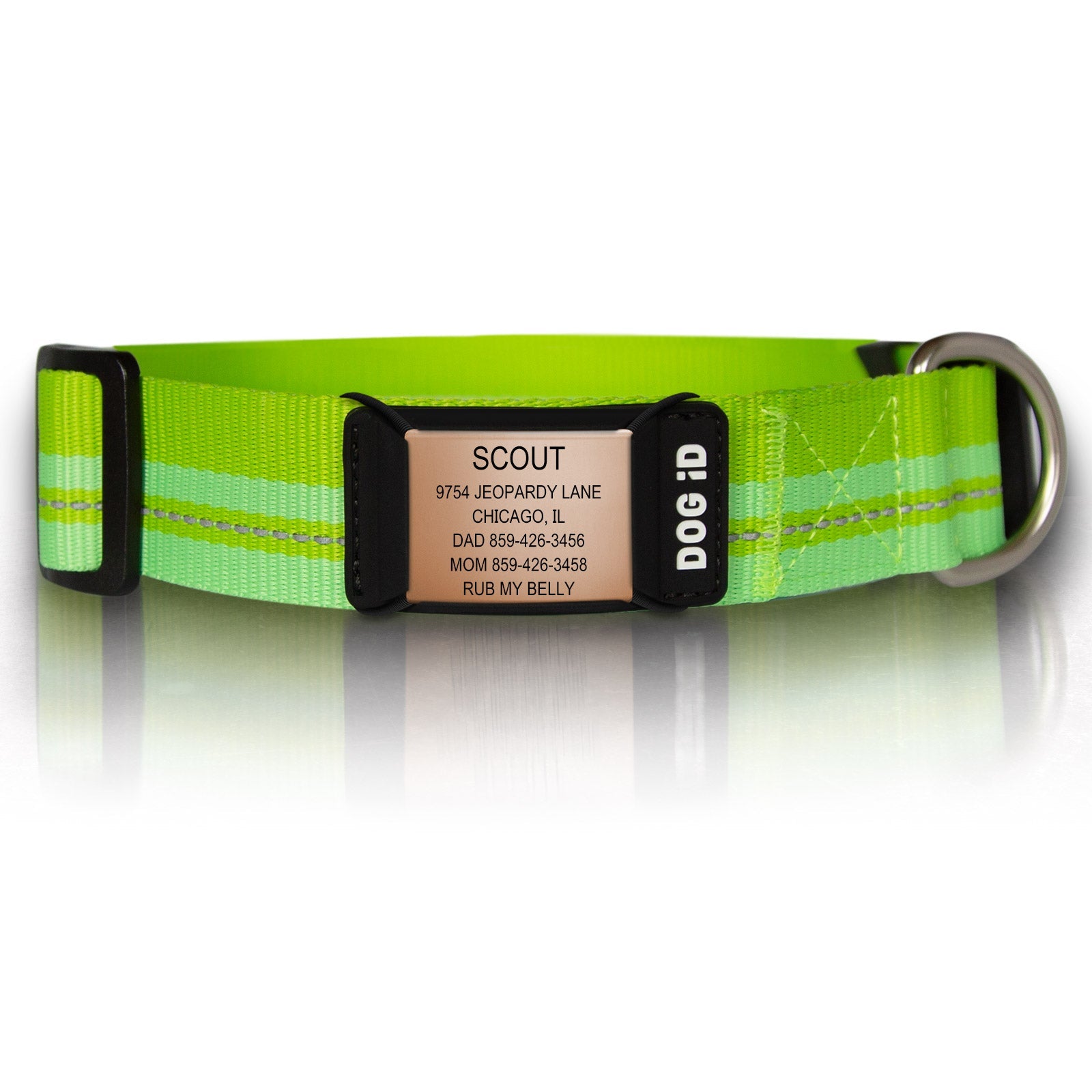 Replacement Rock Solid Collar ID 1 ID X-Large Rose Gold Hi-Viz Green