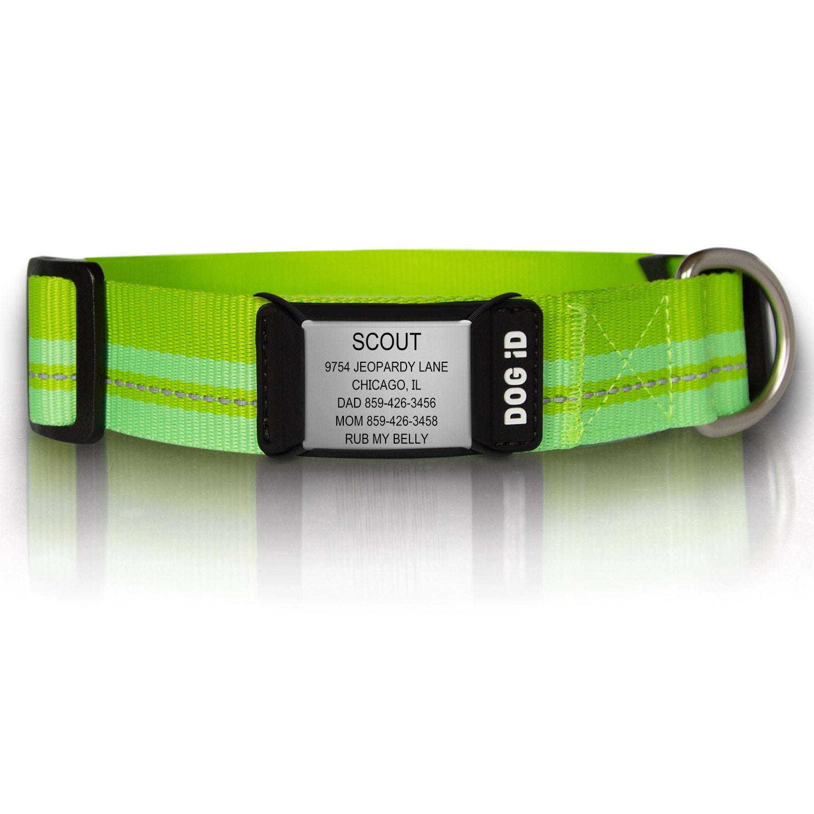 Rock Solid Collar ID ID X-Large Slate Hi-Viz Green