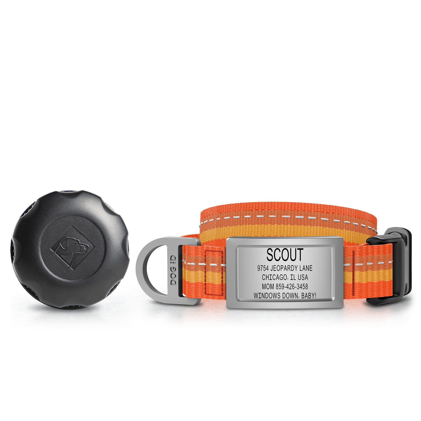 AirTag Holder + Collar + ID Part Small Slate Blaze Orange