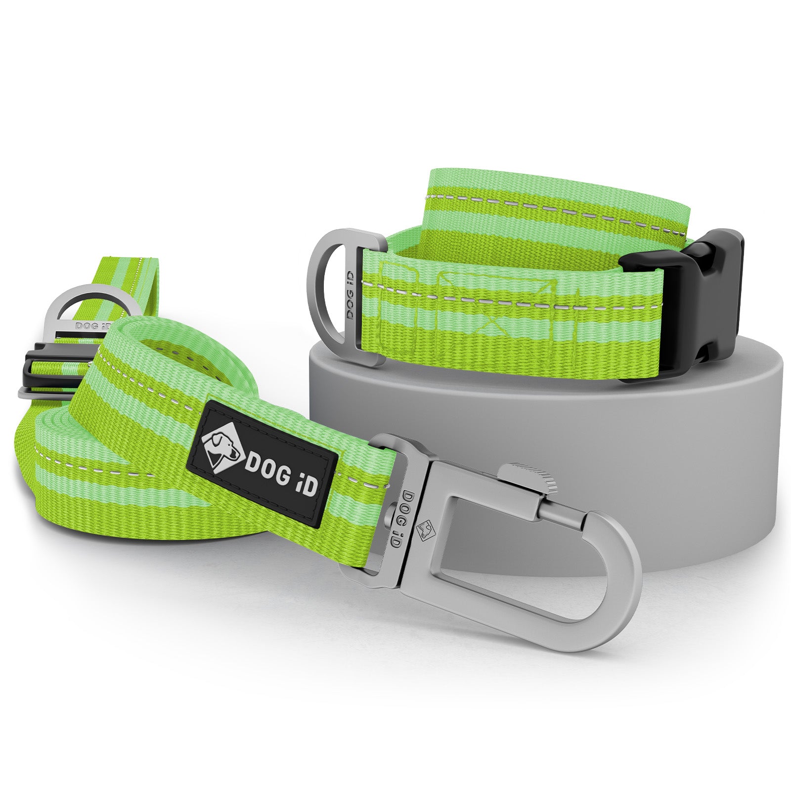 Collar + Leash Hi-Viz Green Medium/Large