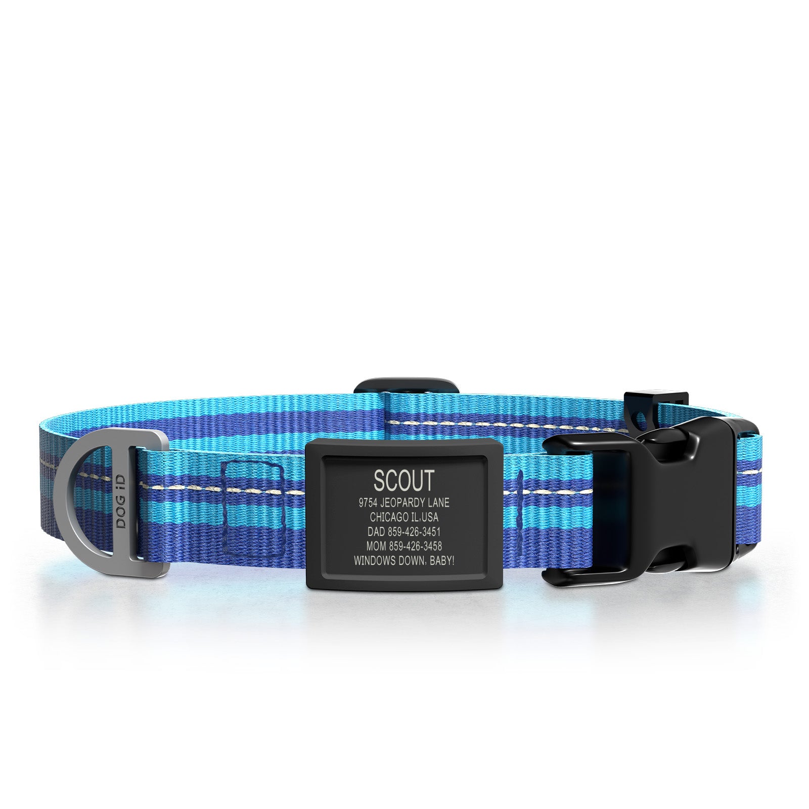 Dog ID Collar 2 ID Med/Large Graphite Blue