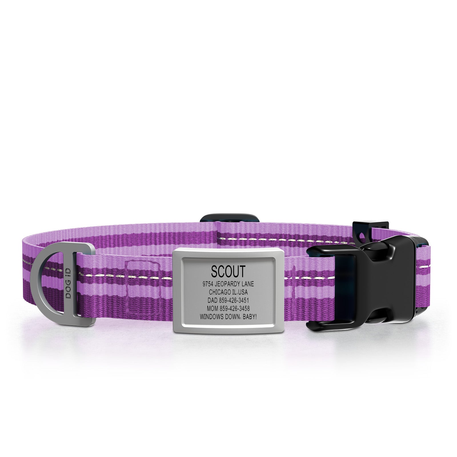 Dog ID Collar 2 ID Med/Large Slate Violet