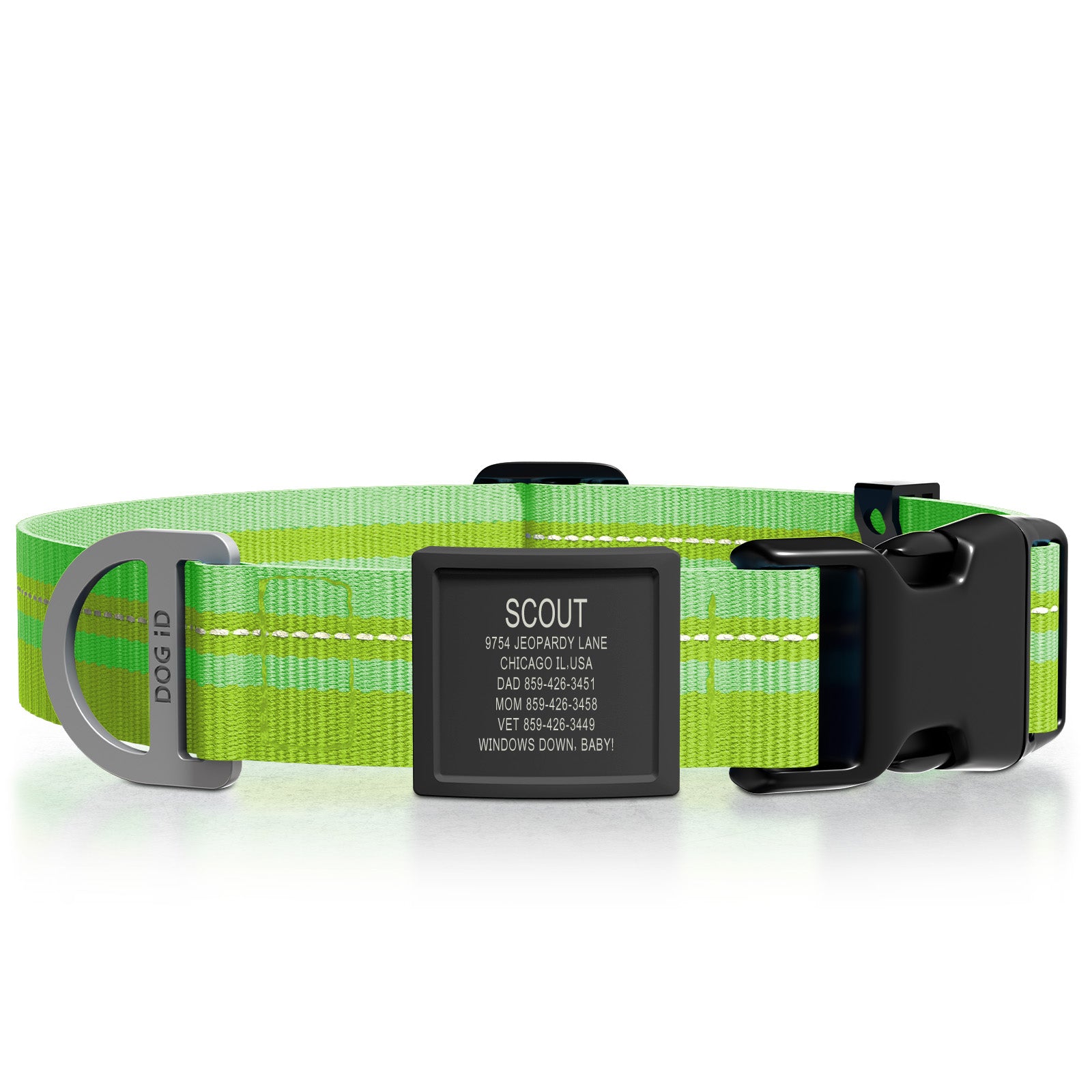 Dog ID Collar 2 ID X-Large Graphite Hi-Viz Green