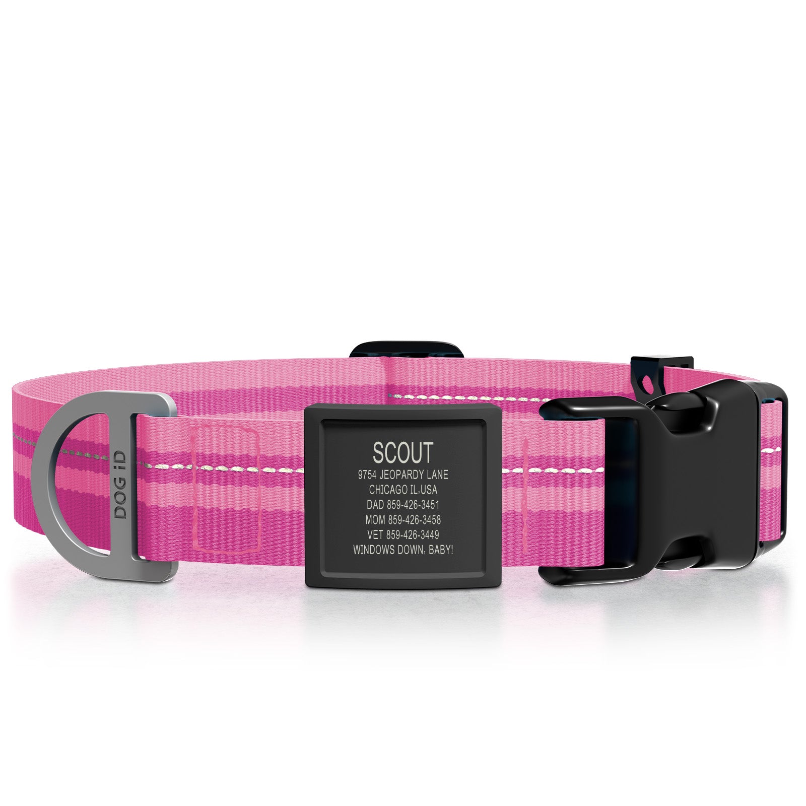 Dog ID Collar 2 ID X-Large Graphite Pink