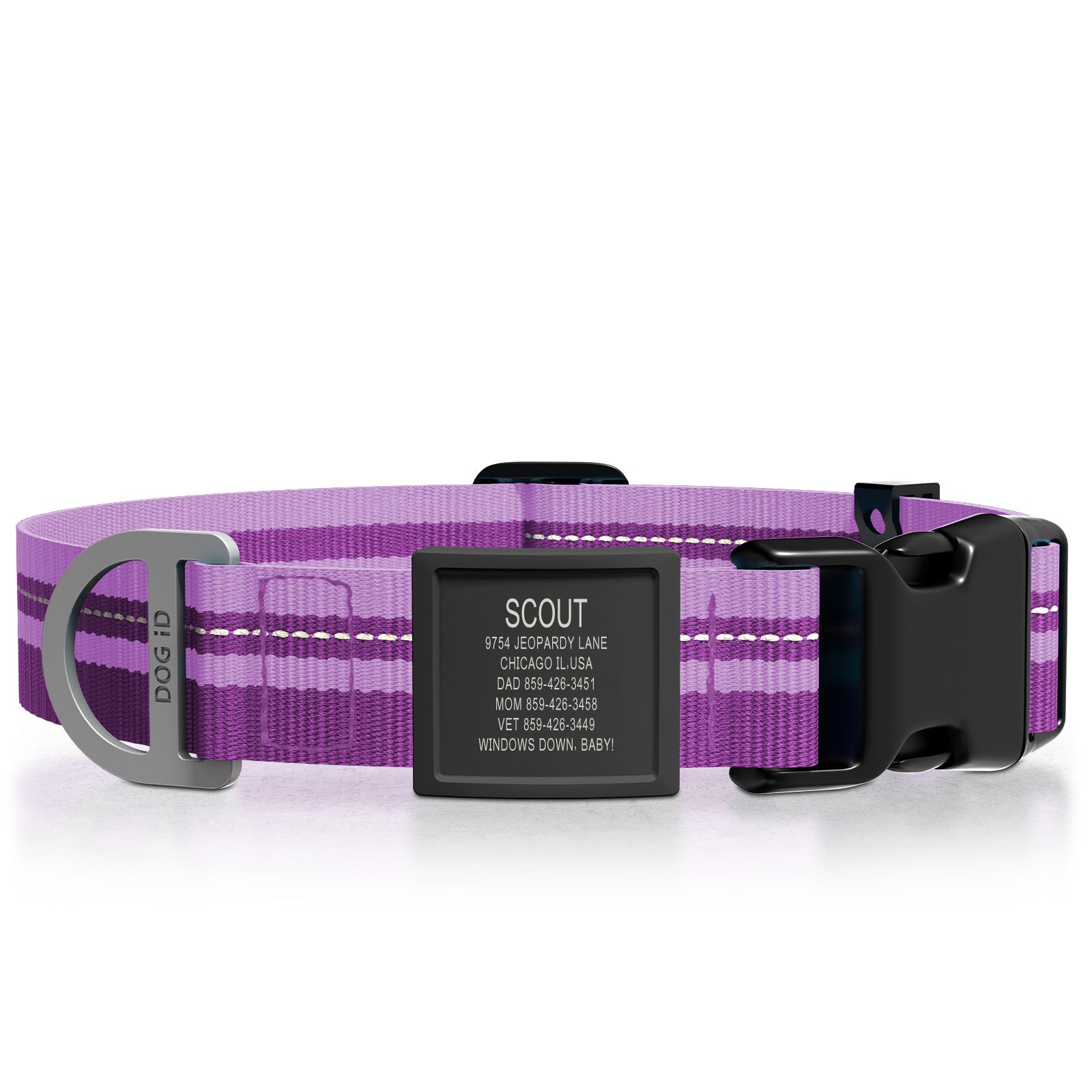 Dog ID Collar 2 ID X-Large Graphite Violet