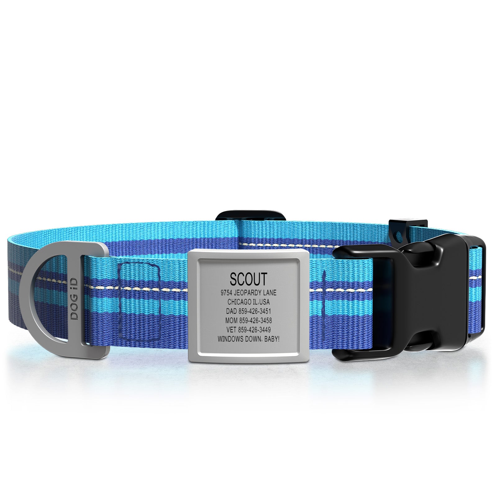 Dog ID Collar 2 ID X-Large Slate Blue