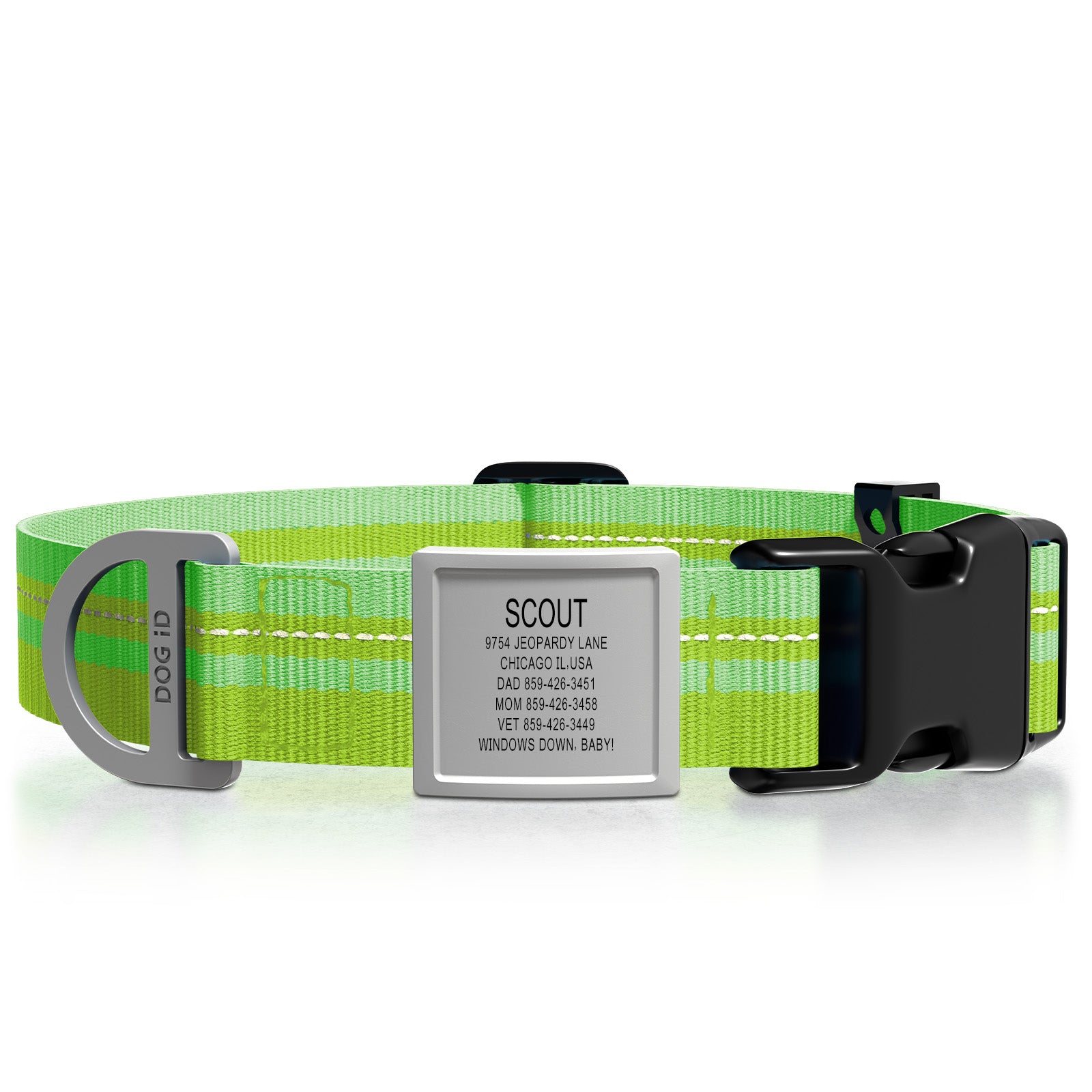 Dog ID Collar 2 ID X-Large Slate Hi-Viz Green