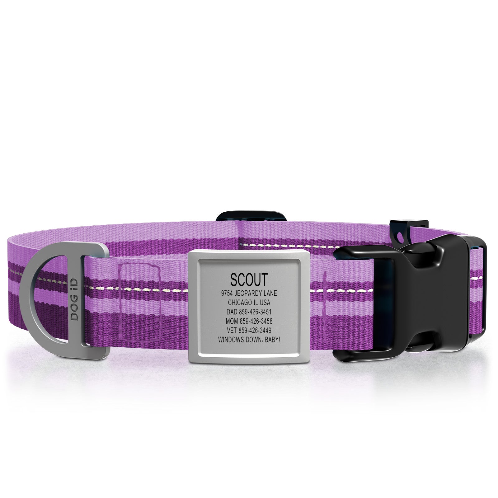 Dog ID Collar 2 ID X-Large Slate Violet