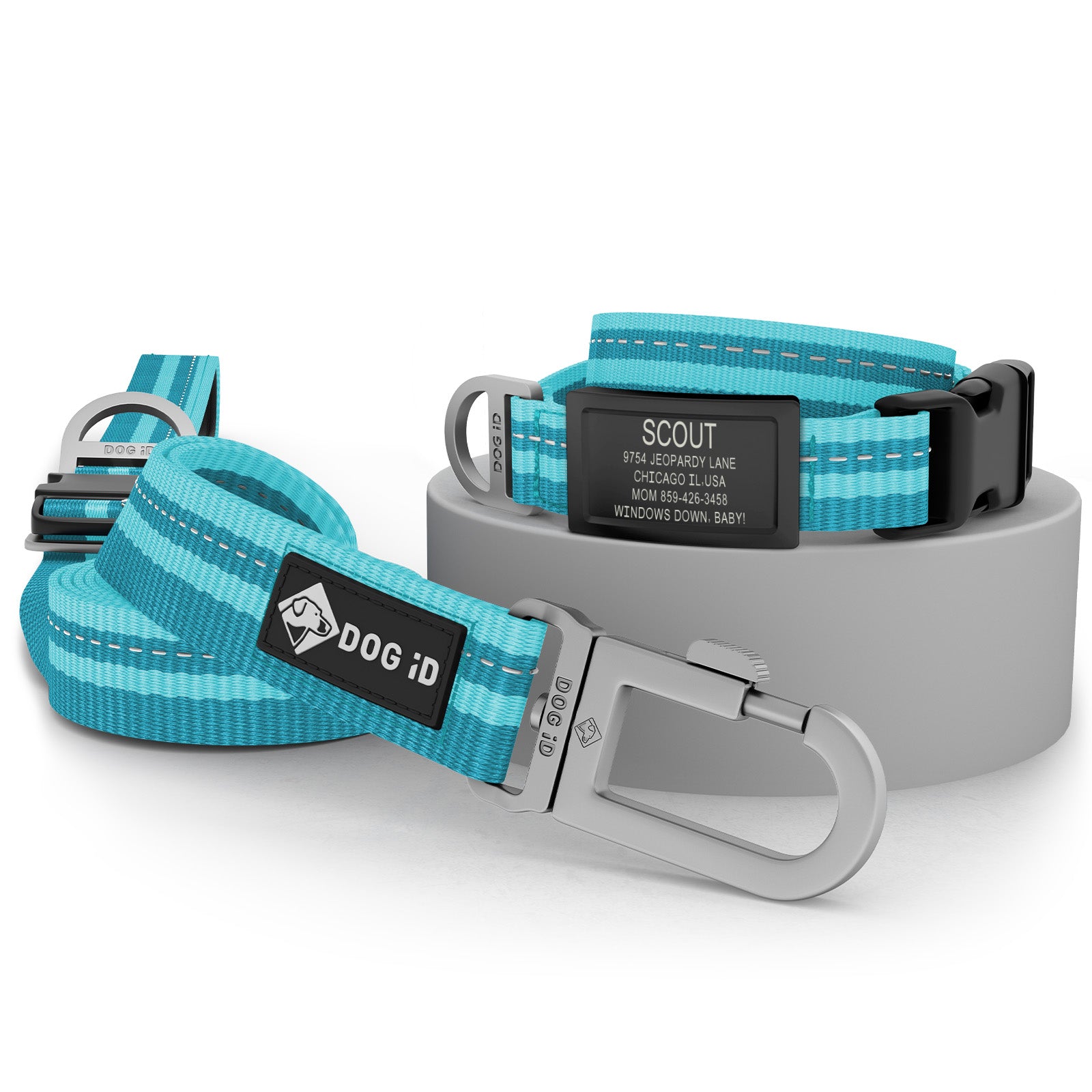 Collar + ID + Leash ID Small Graphite Teal