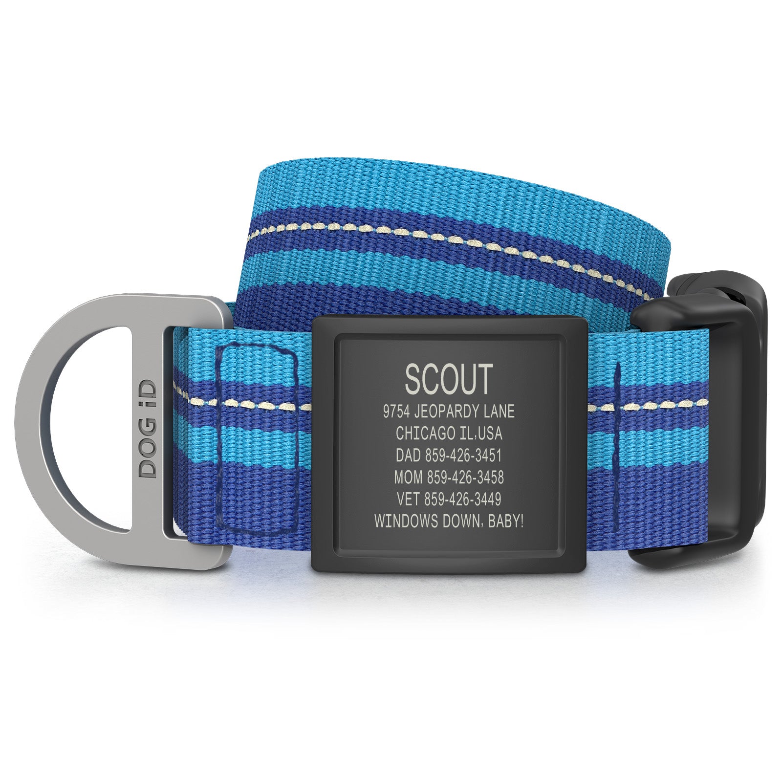 Dog ID Collar 2 ID X-Large Graphite Blue