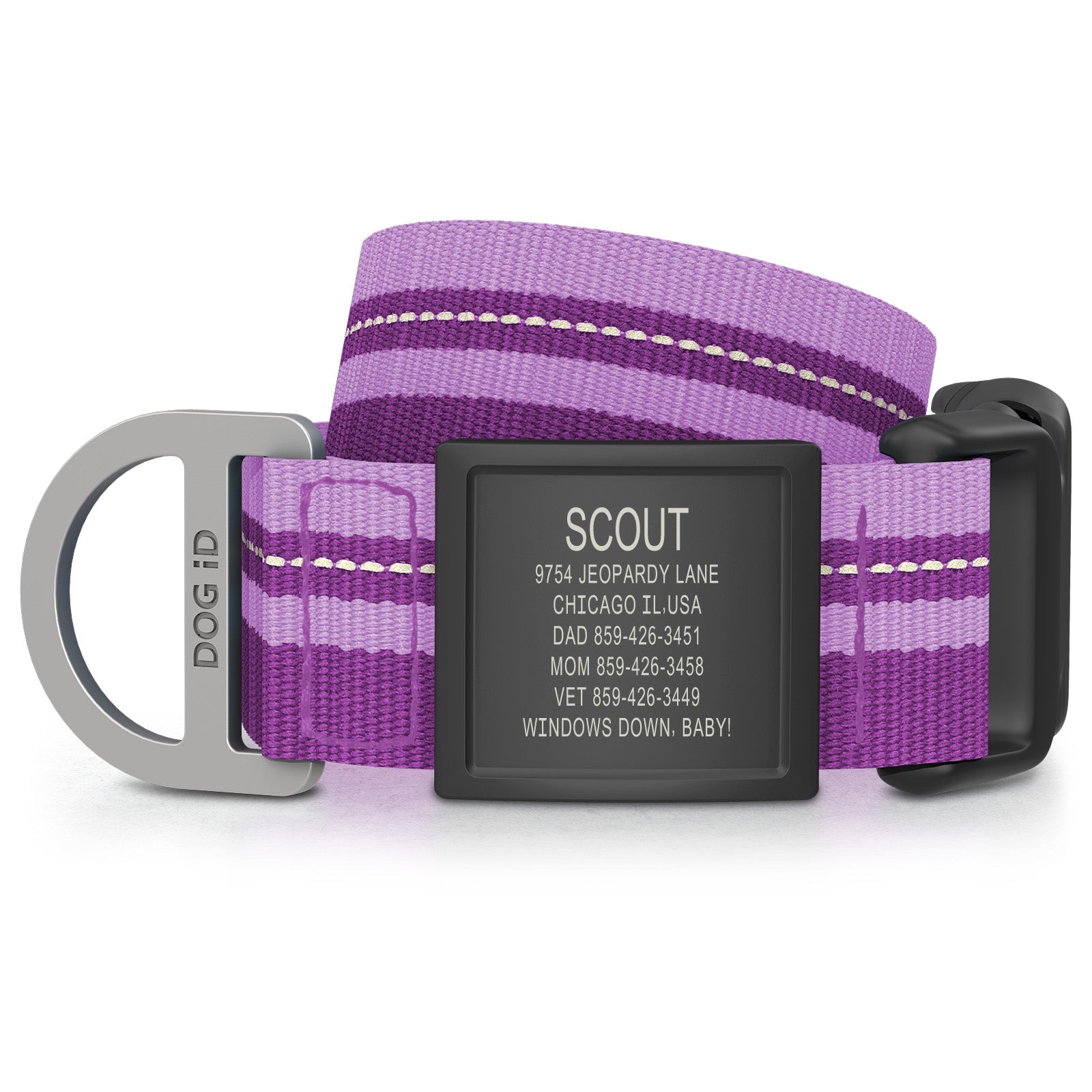 Dog ID Collar 2 ID X-Large Graphite Violet