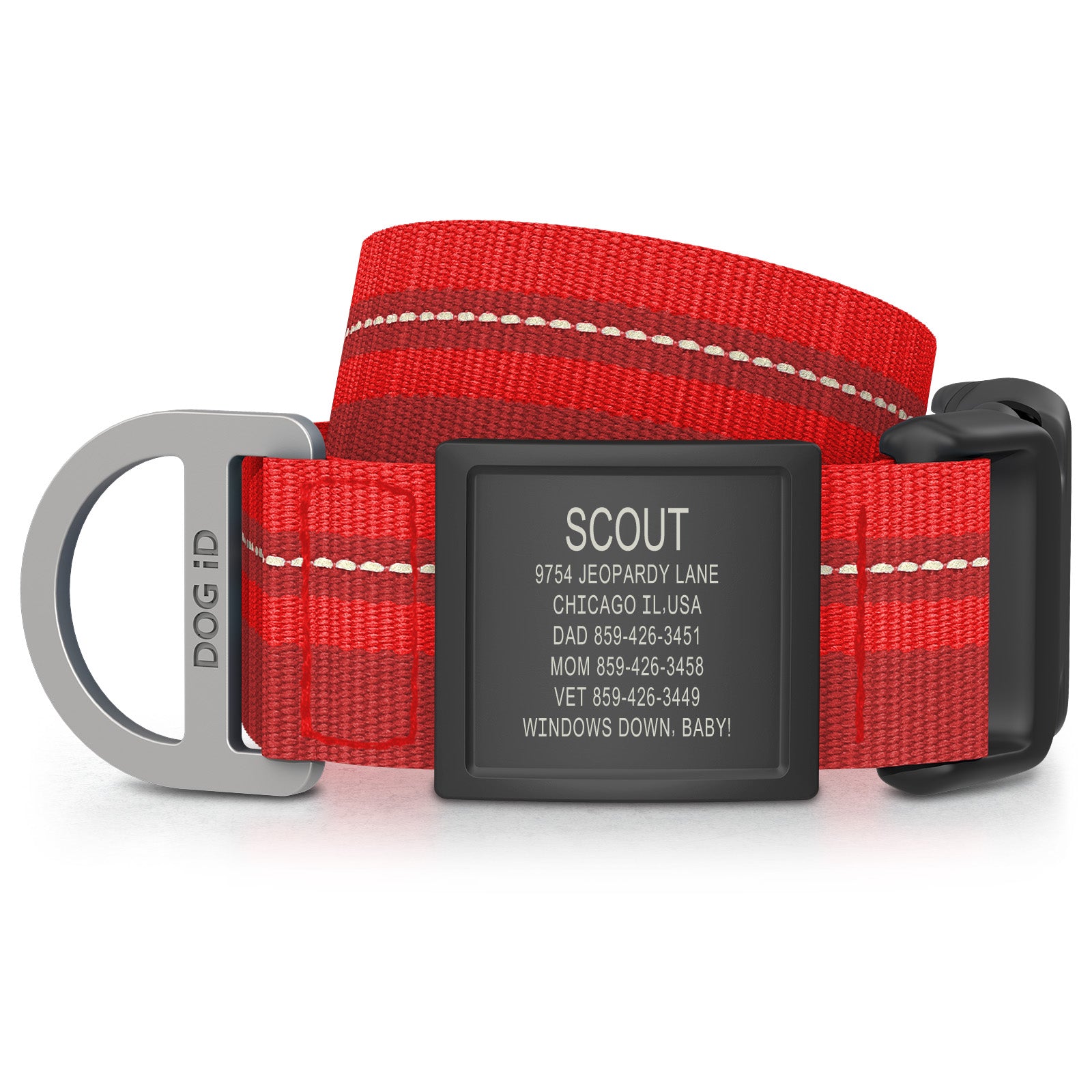 Dog ID Collar 2 ID X-Large Graphite Red