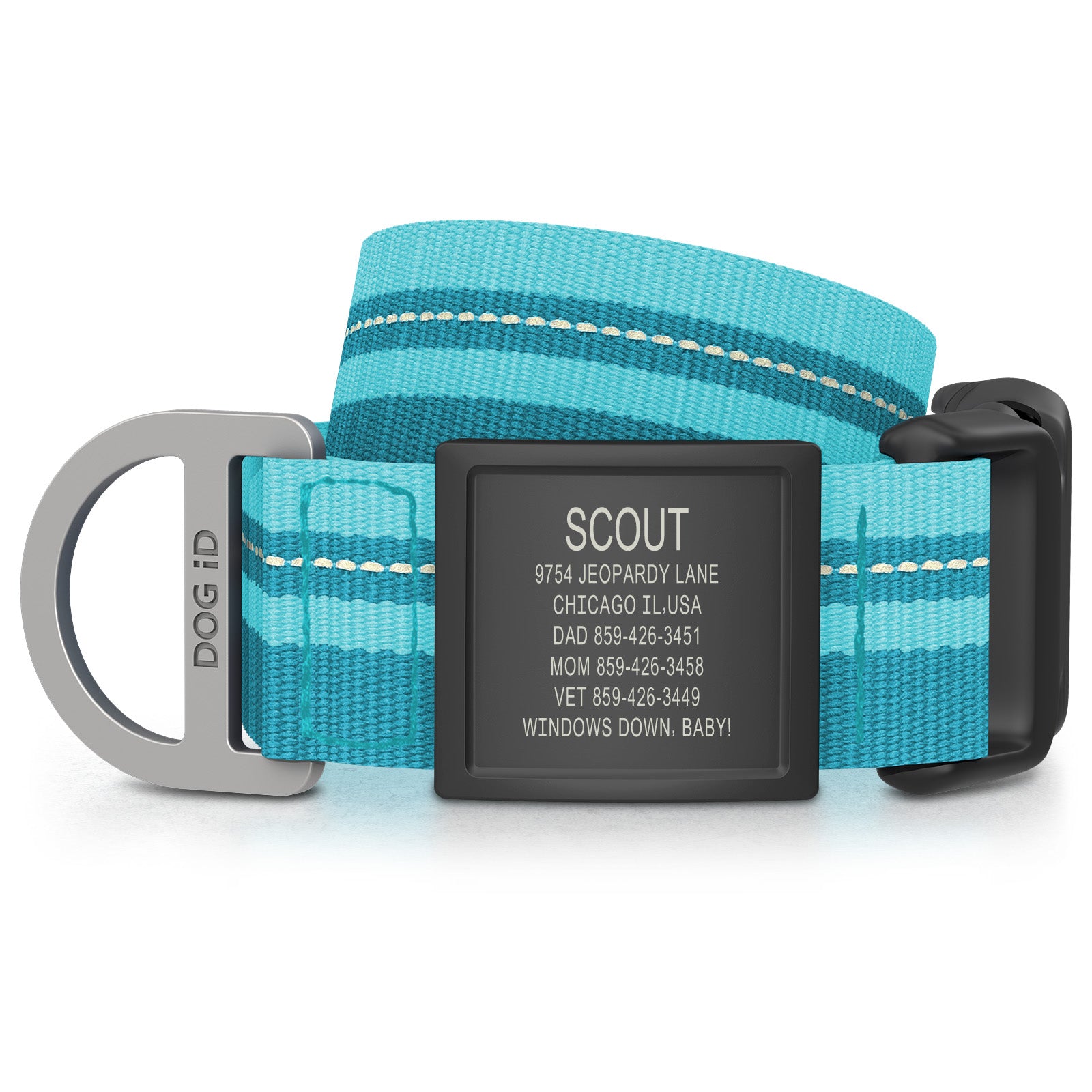 Dog ID Collar 2 ID X-Large Graphite Teal