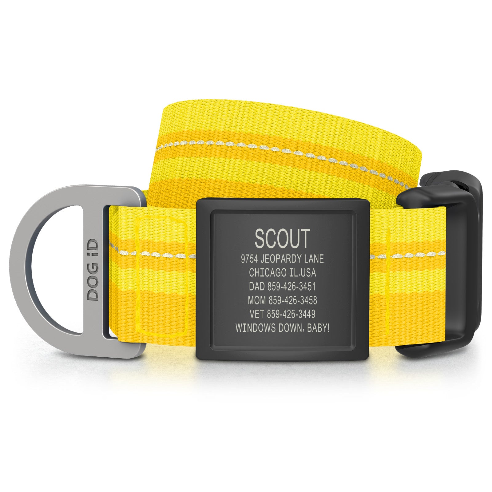 Dog ID Collar 2 ID X-Large Graphite Yellow