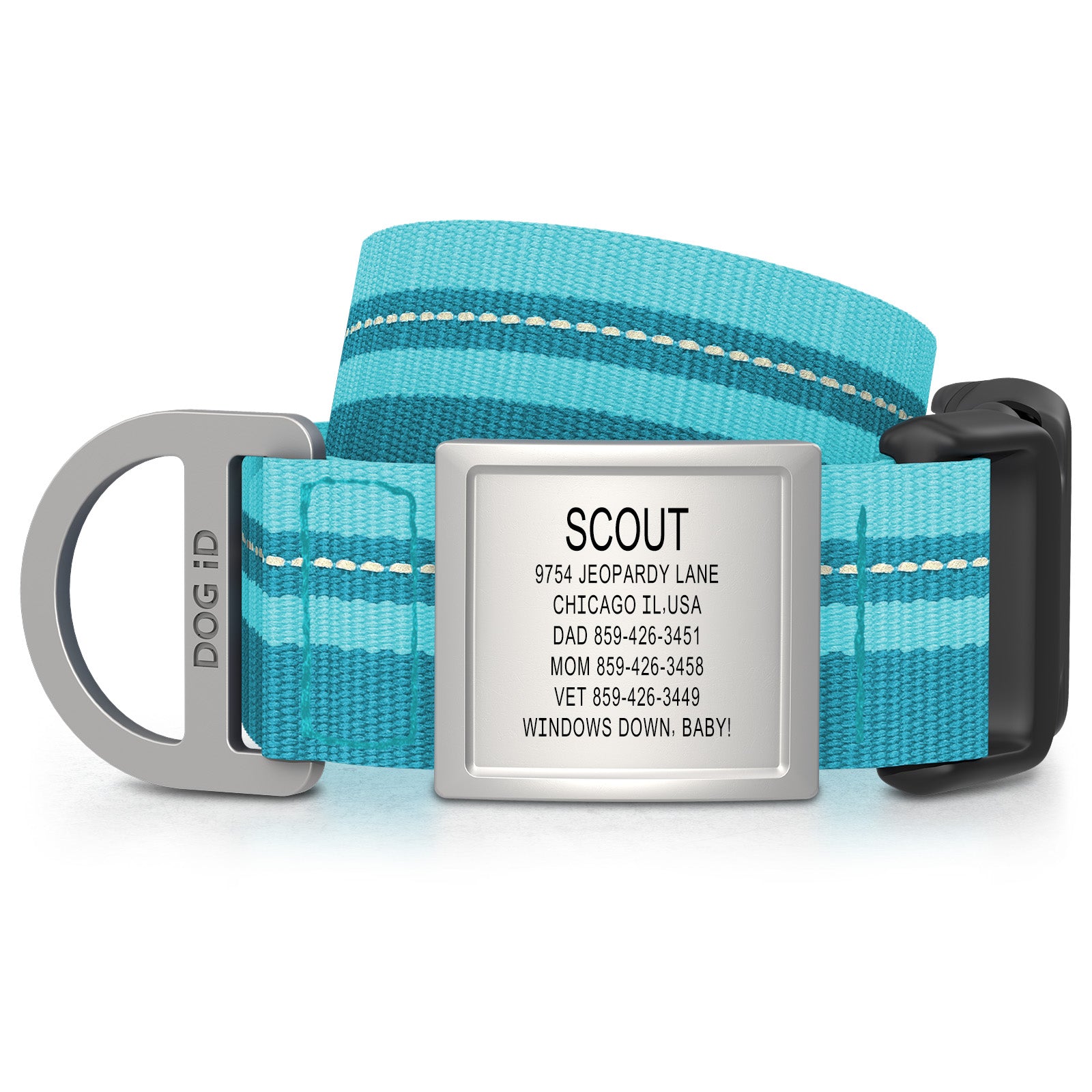 Dog ID Collar 2 ID X-Large Slate Teal