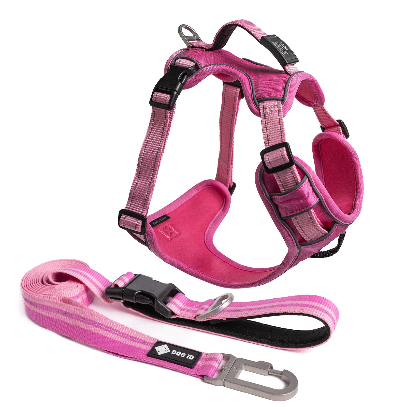 Harness + ID + Leash ID Small Graphite Pink.