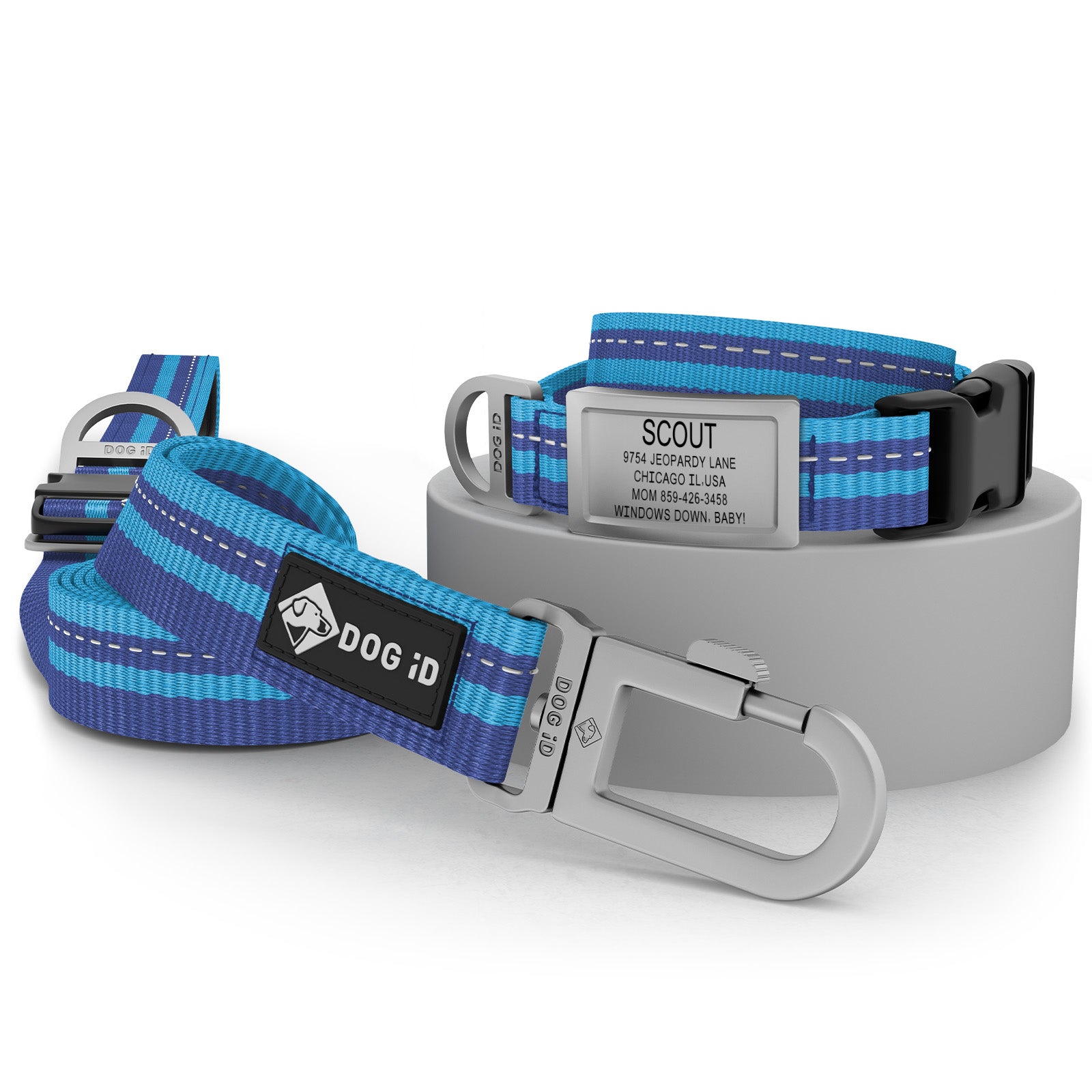 Collar + ID + Leash ID Small Slate Blue