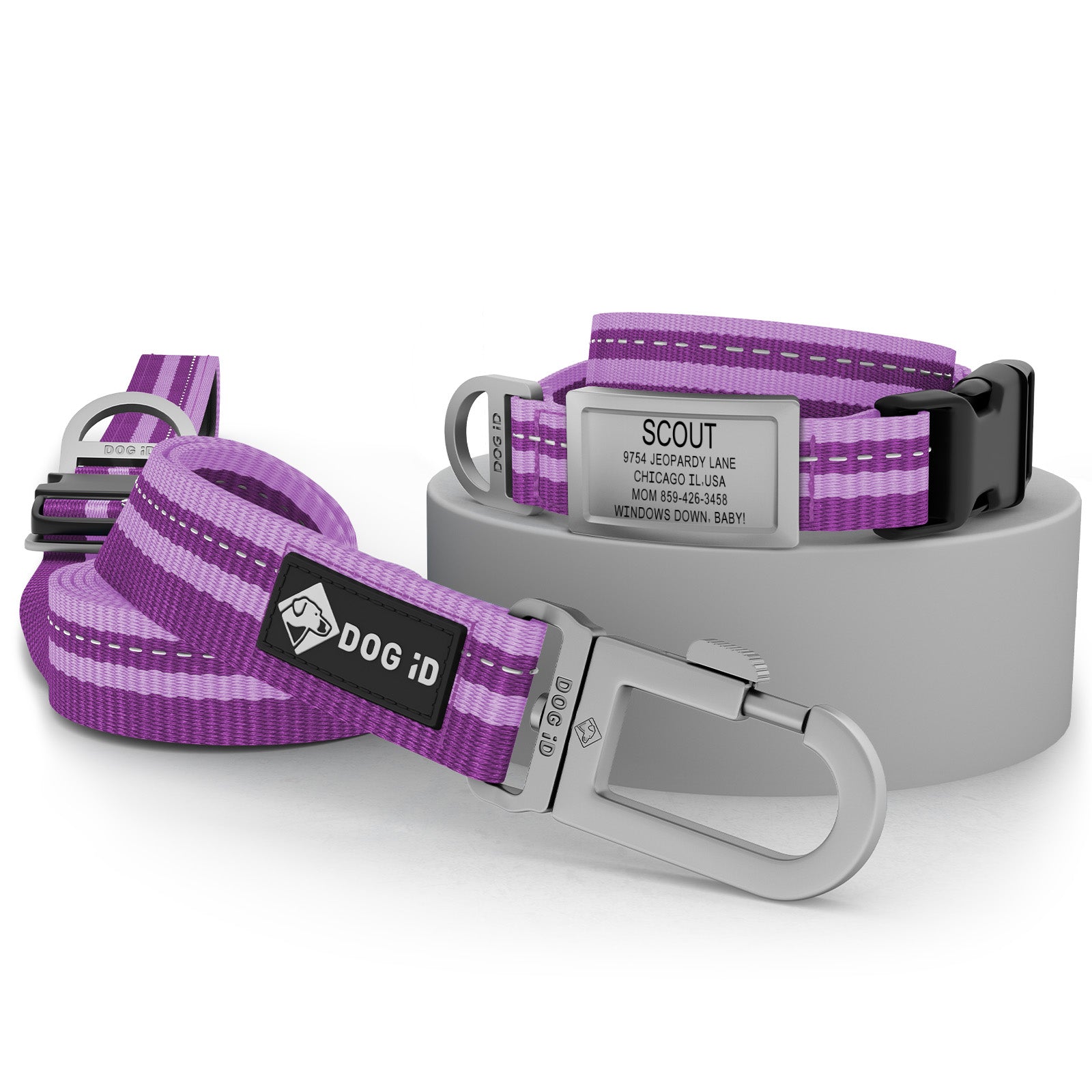 Collar + ID + Leash ID Small Slate Violet