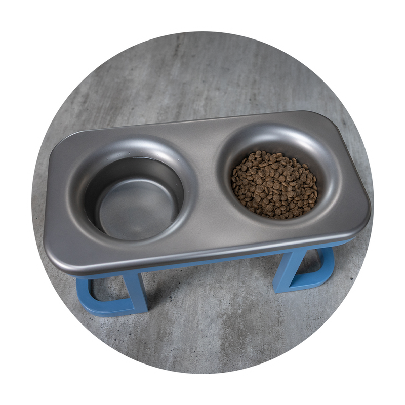 better bowl with two compartments on a gray surface. Crevice-free uni-bowl. Prevents harmful bacteria.