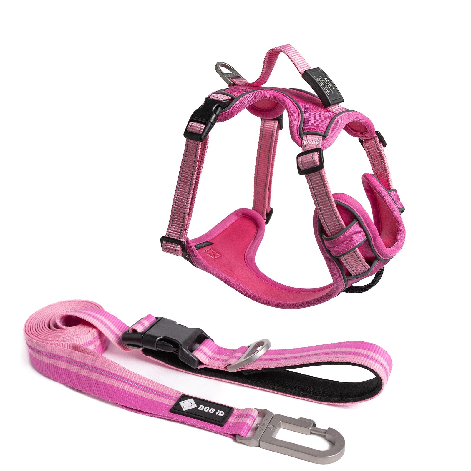 Harness + ID + Leash ID X-Small Graphite Pink.