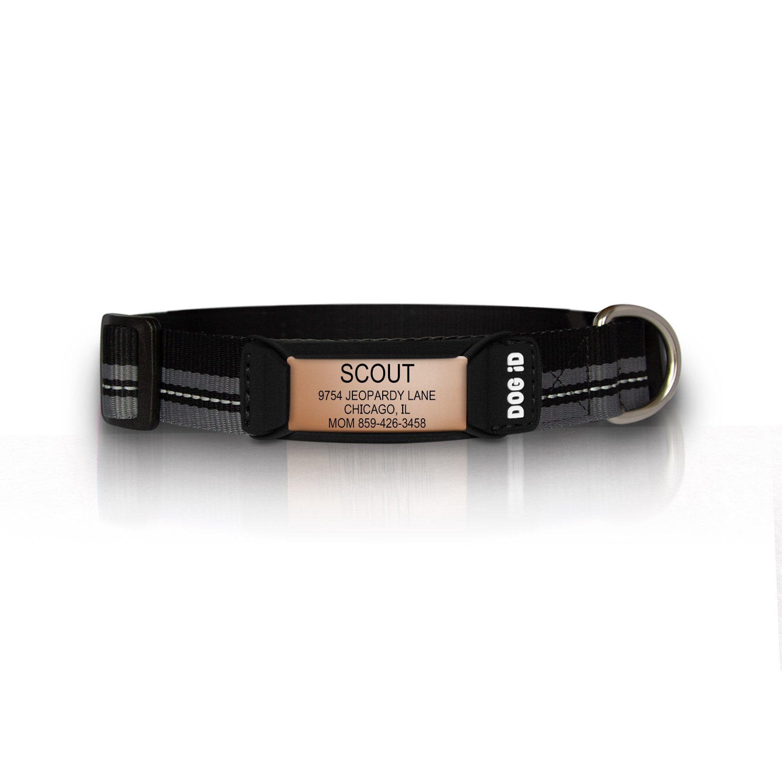 Rock Solid Collar ID ID Small Rose Gold Black
