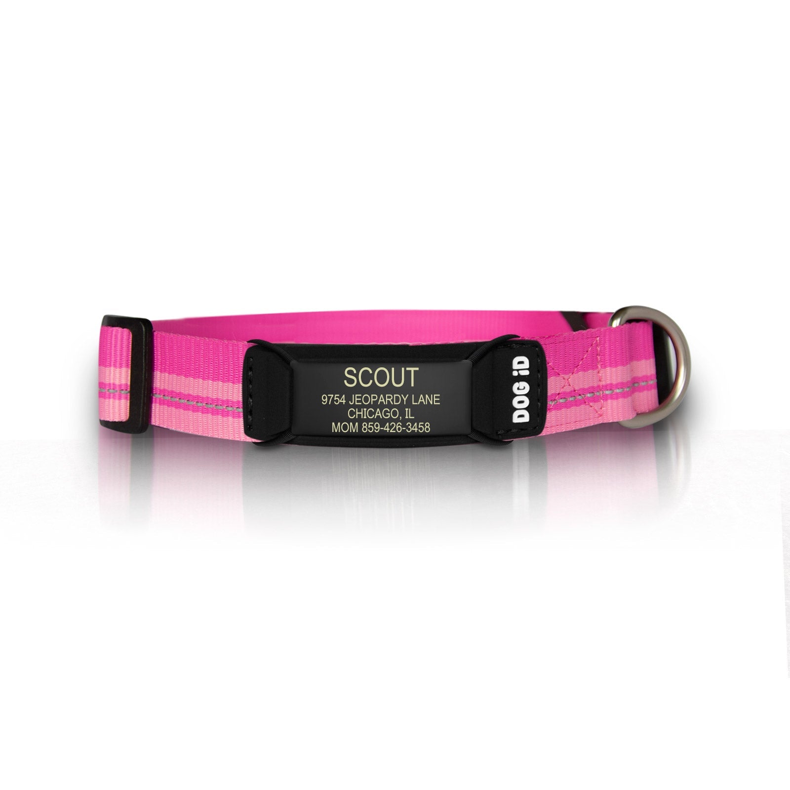 Rock Solid Collar ID ID Small Graphite Pink